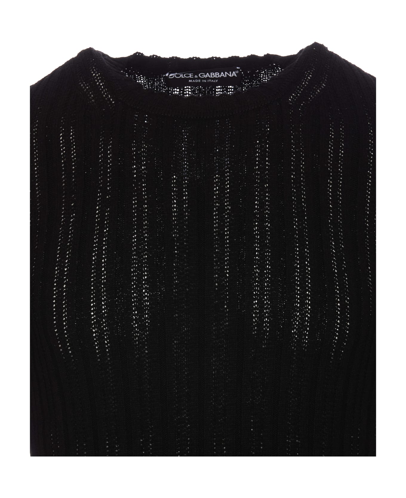Dolce & Gabbana Techinical Ribbed Cotton Pullover - Black