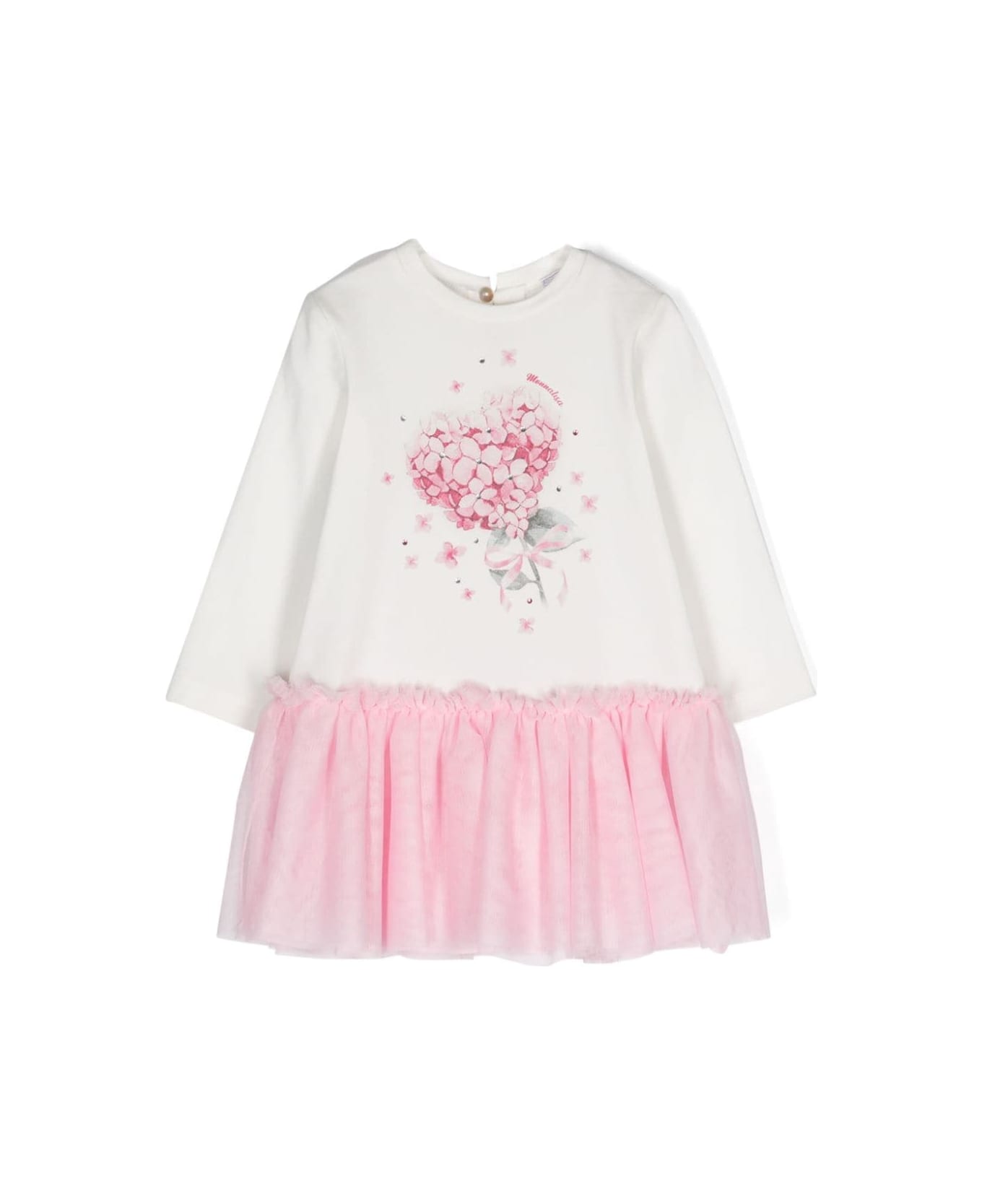 Monnalisa White/pink Dress Baby Girl - Rosa/panna