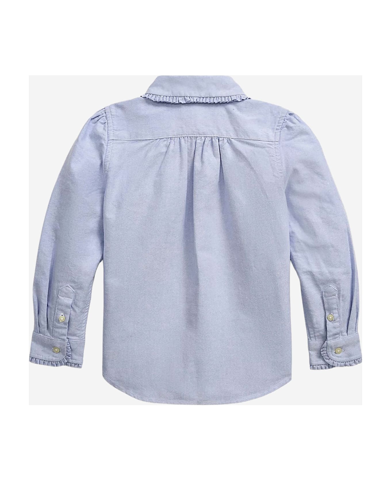 Polo Ralph Lauren Cotton Shirt With Ruffle - Clear Blue