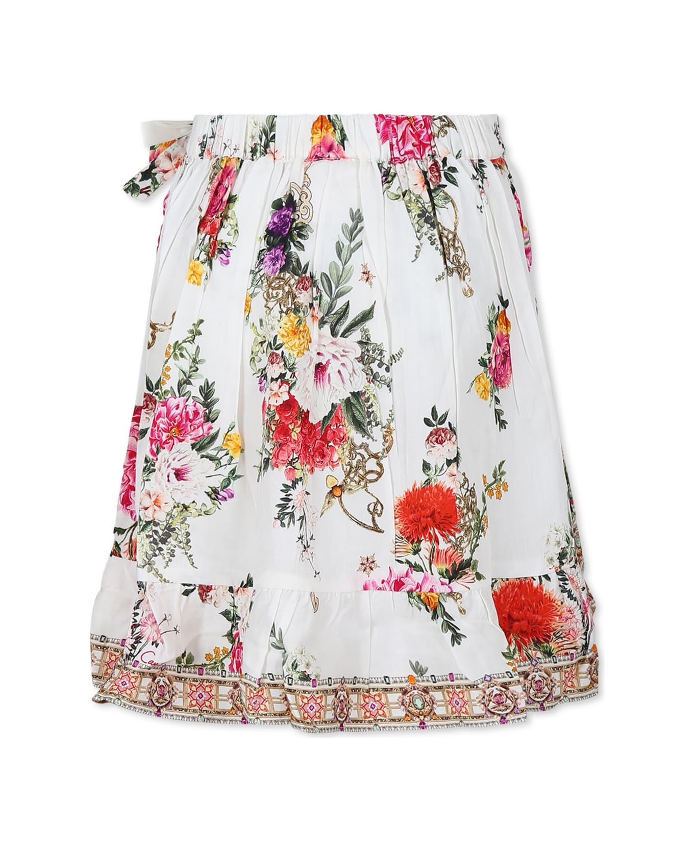 Camilla Ivory Skirt For Girl With Floral Print - Ivory