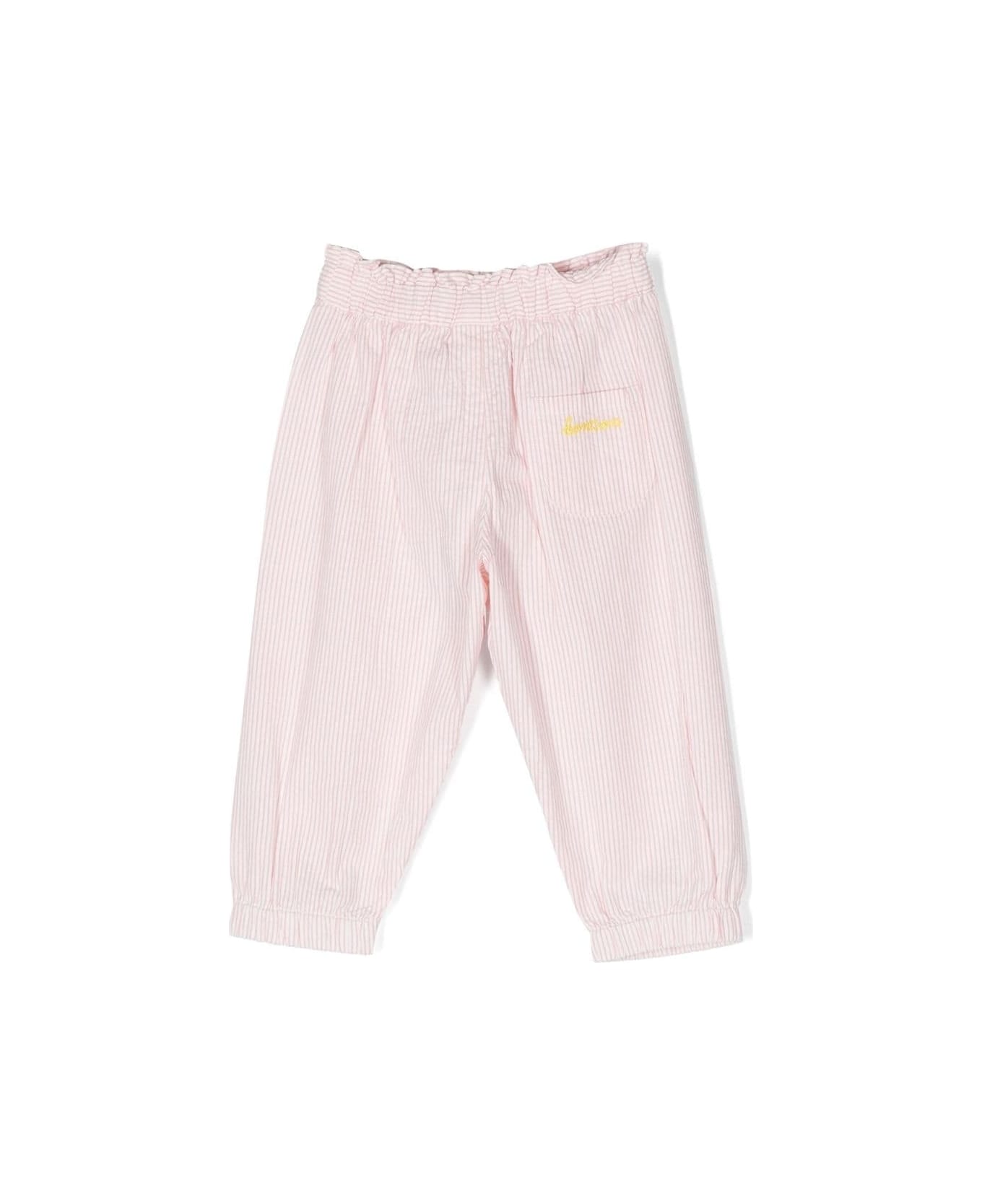Bonton Striped Trousers With Embroidery - Pink