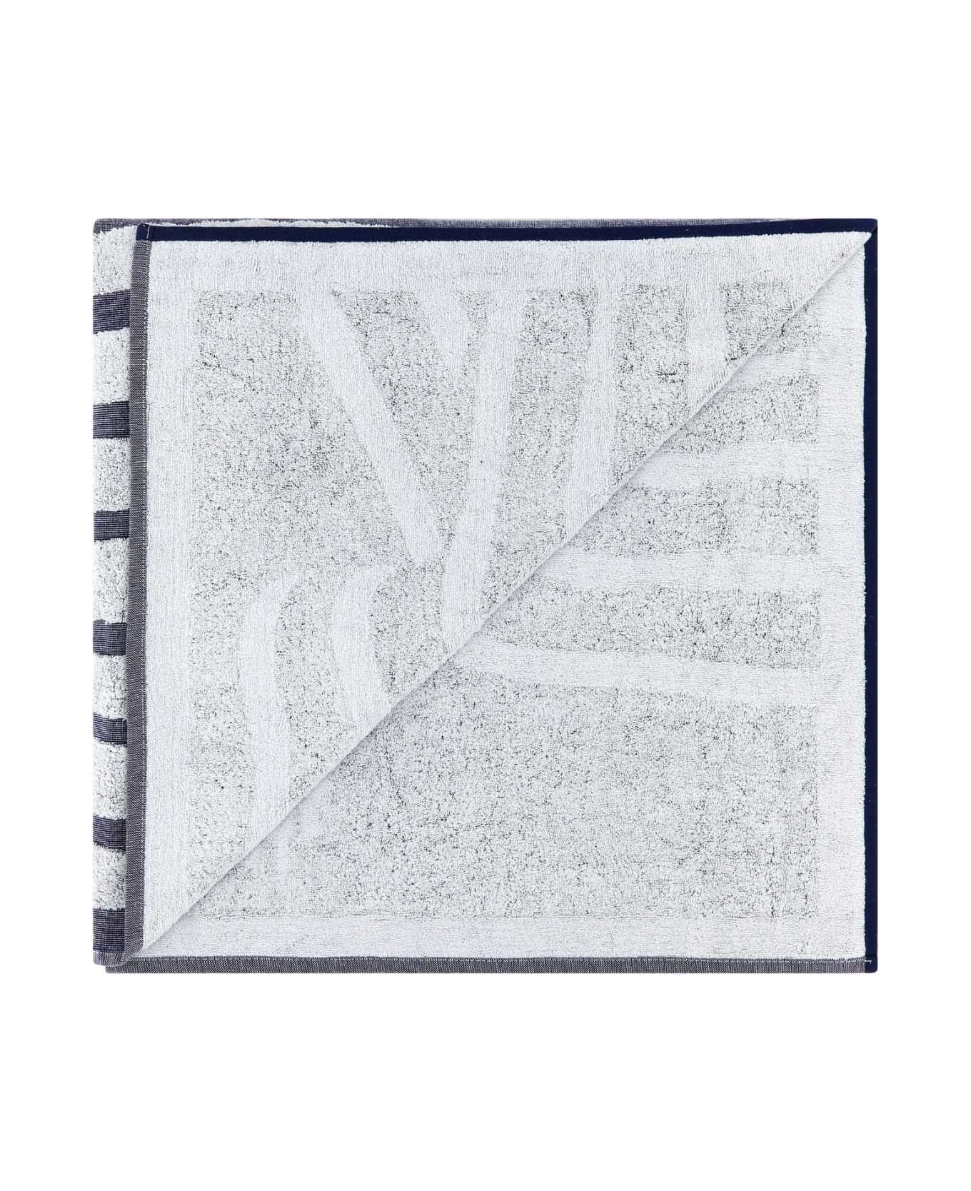 Jean Paul Gaultier Embroidered Terry Fabric Beach Towel - WHITENAVY