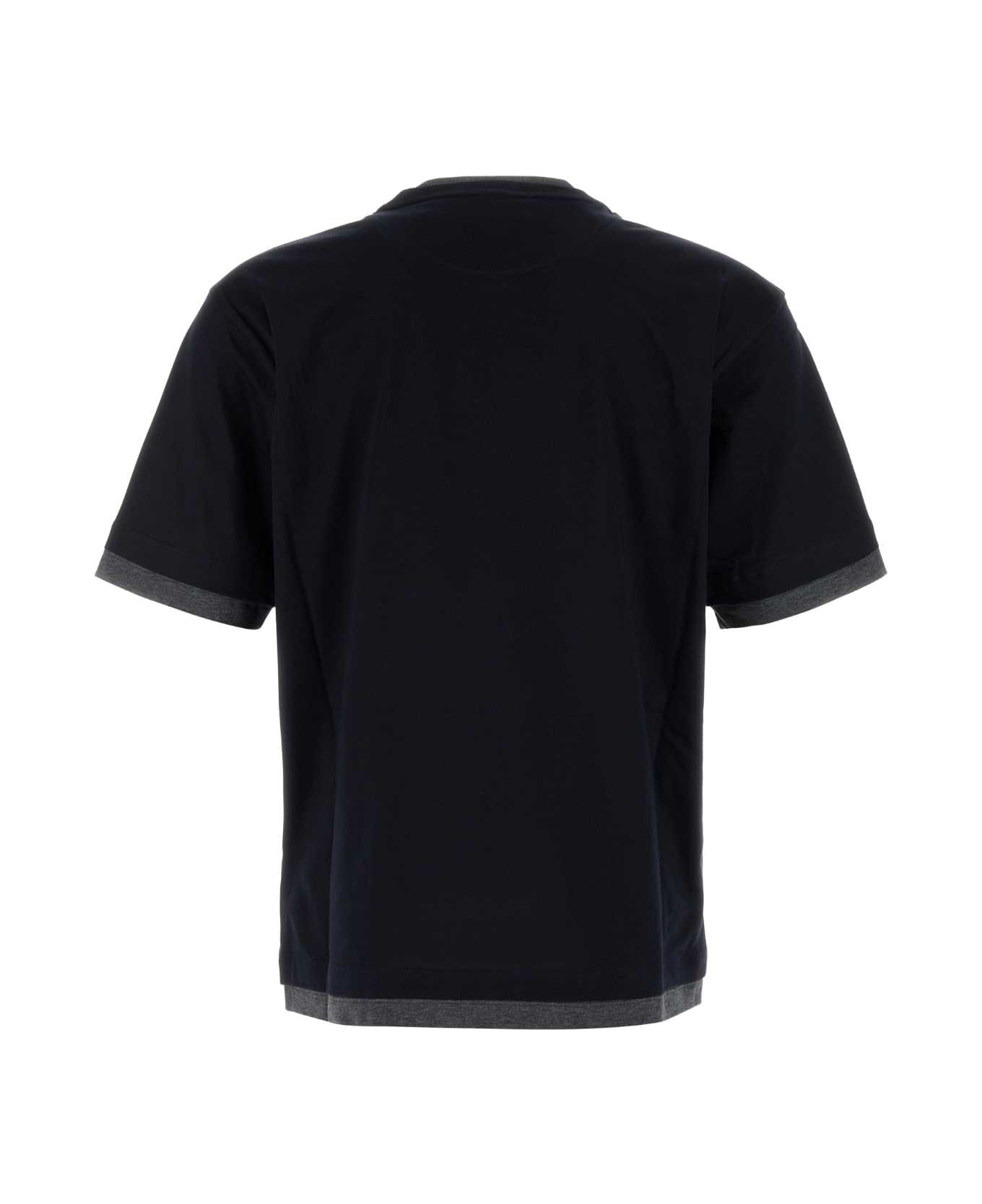 Prada Midnight Blue Cotton T-shirt - BLU+ANTRACITE