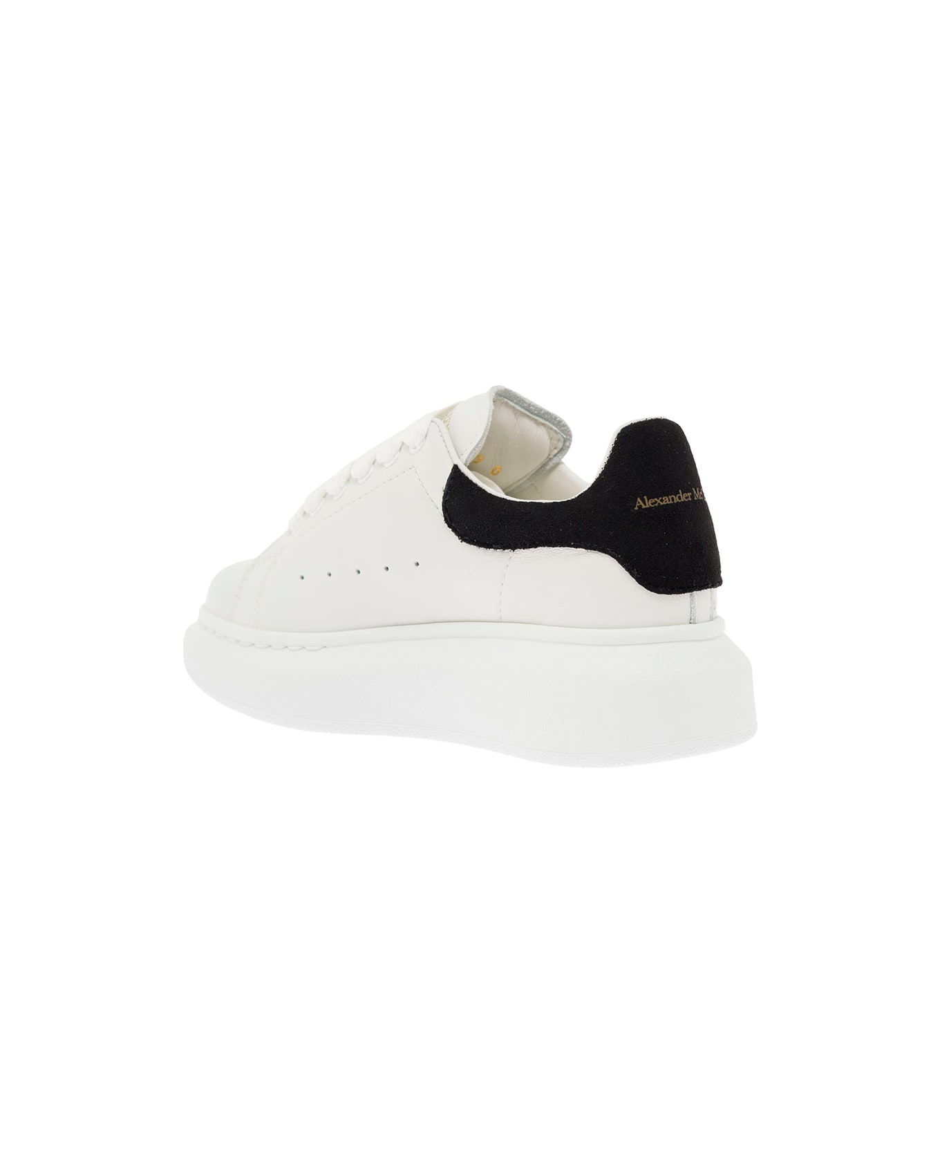 Alexander McQueen Kids Boy's Oversize White And Black Leather Sneakers With  Logo - White