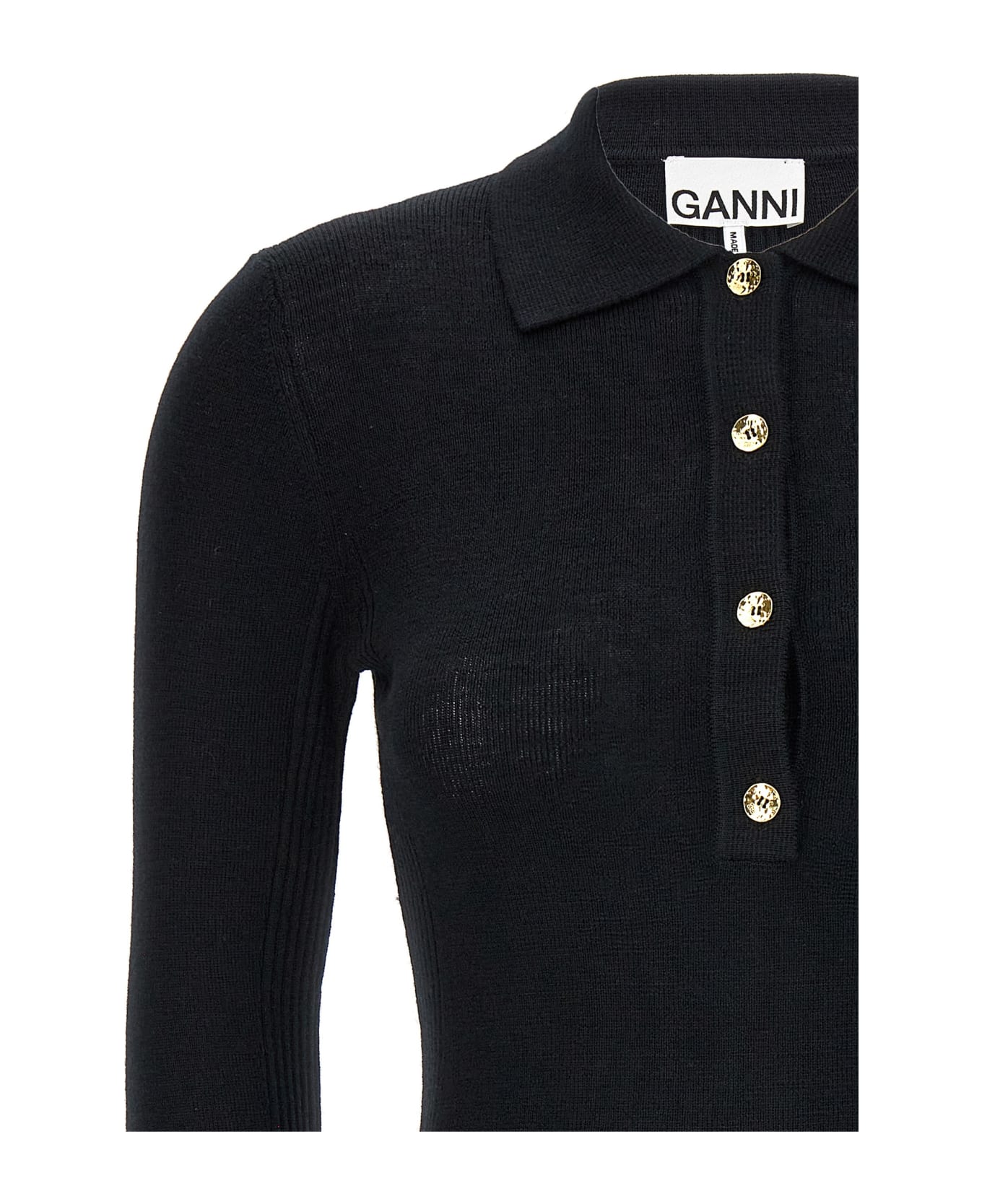 Ganni Logo Embroidery Sweater - Black  