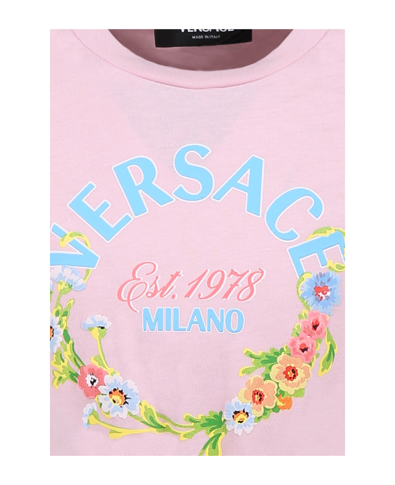 Versace Multicolor Dress For Girl With Logo - Multicolor