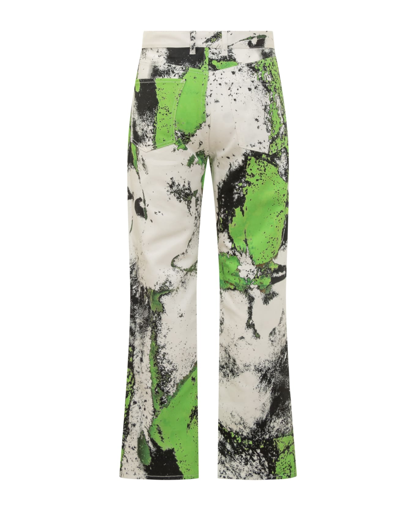 44 Label Group Pants With Corrosive Effect - WHITE-GRUNGE GREEN