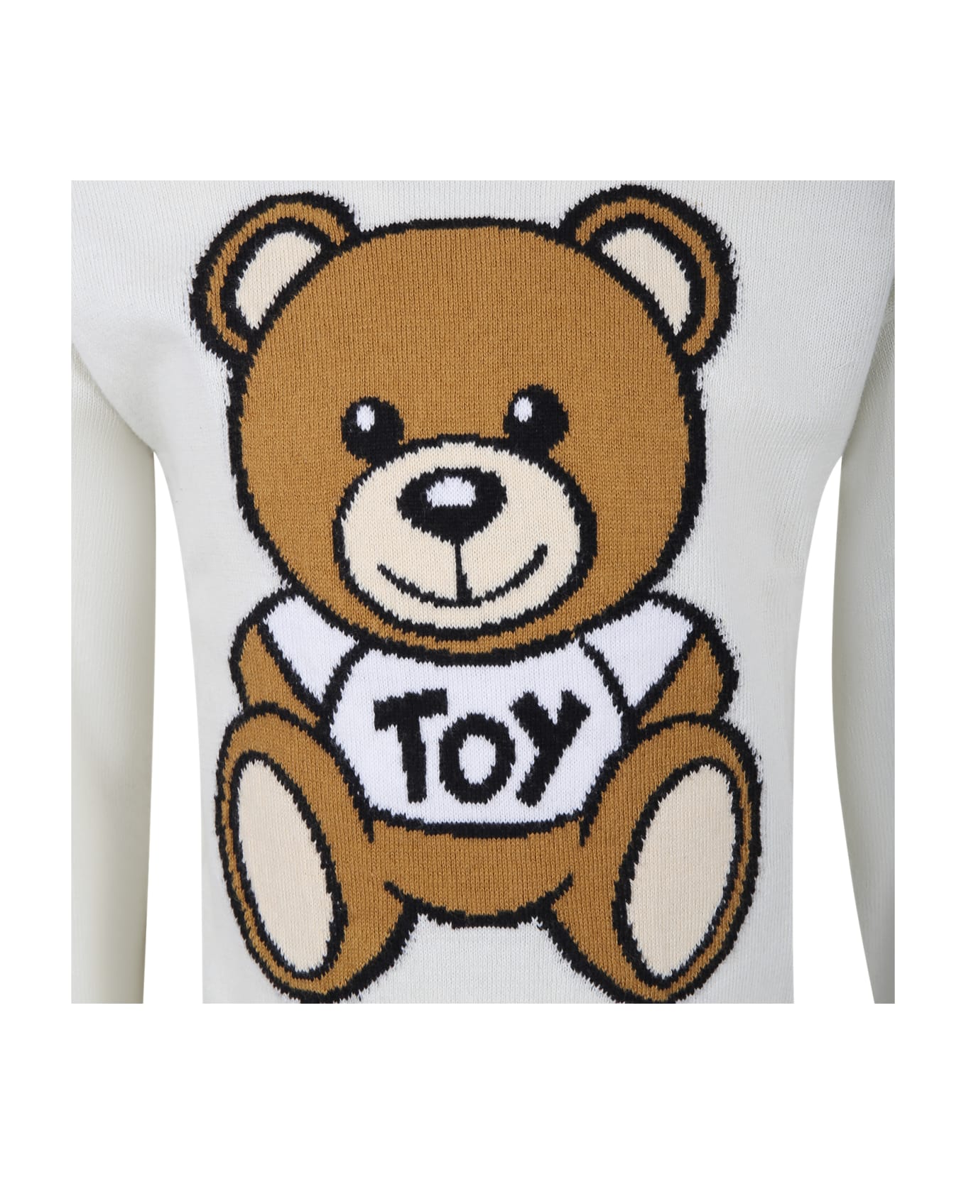 Moschino White Sweater For Kids With Teddy Bear - White