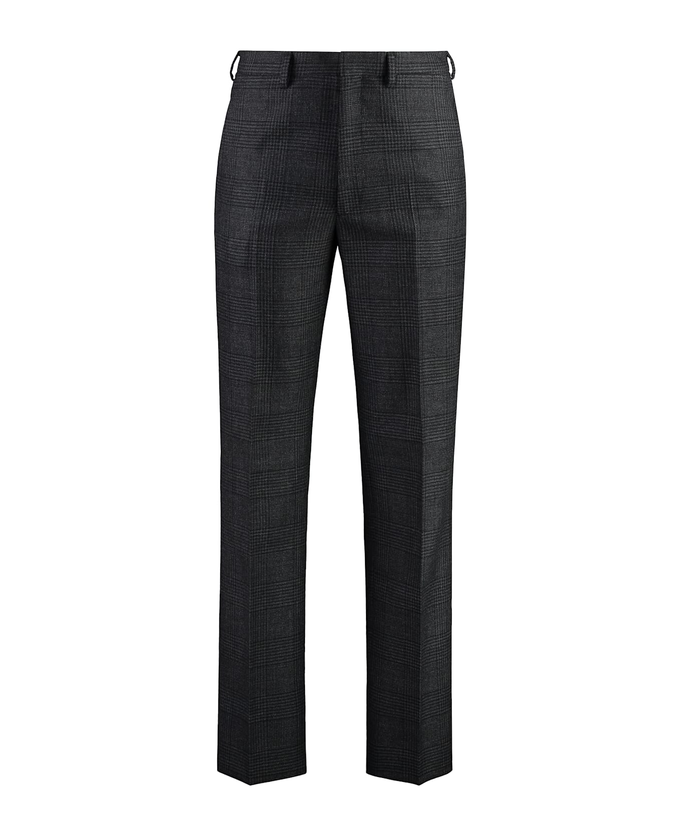 Prada Prince Of Wales Checked Wool Trousers - grey