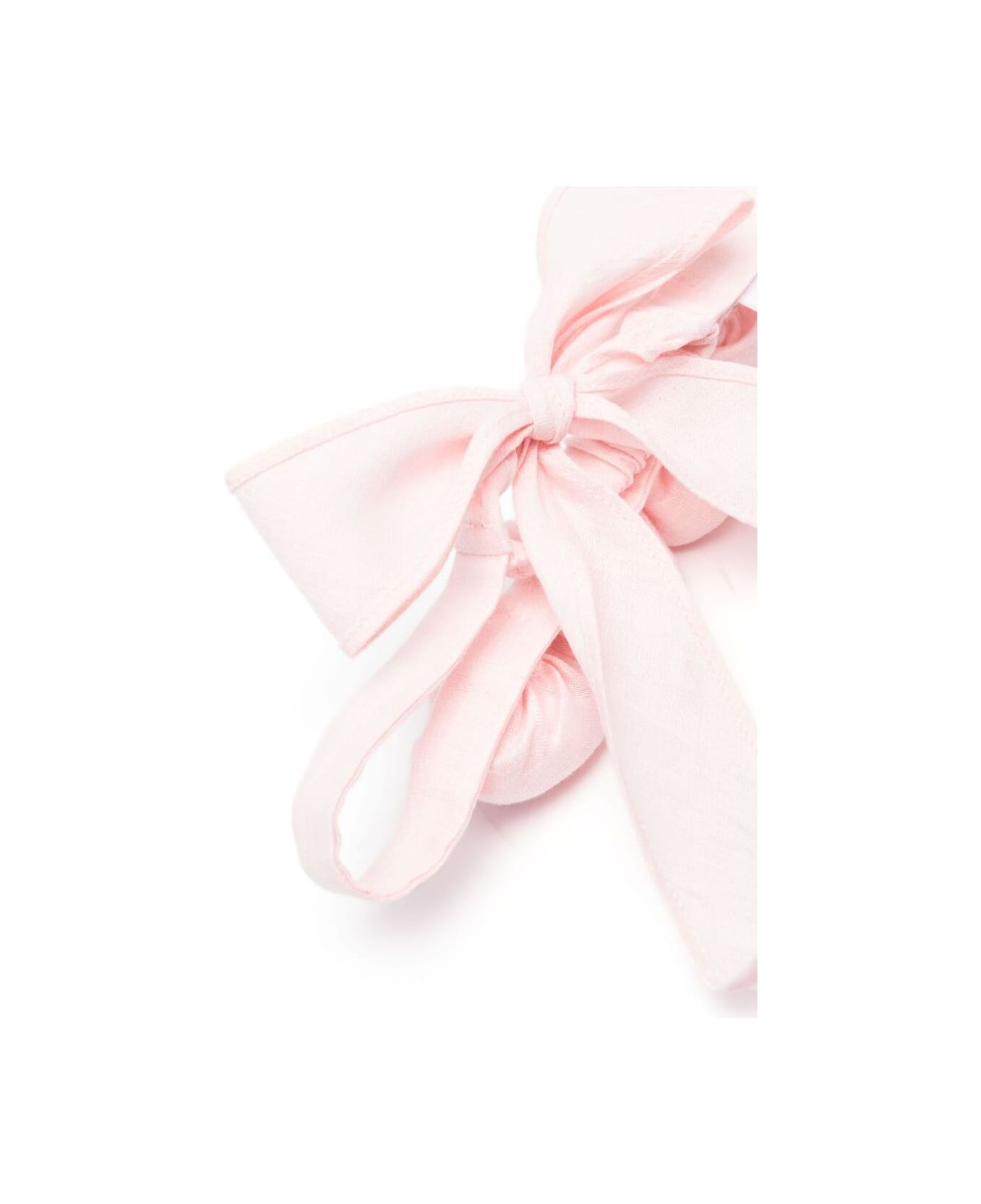 Il Gufo Pink Headband With Rose Details On The Front And Read Tie Closure In Linen Blend Girl - Pink