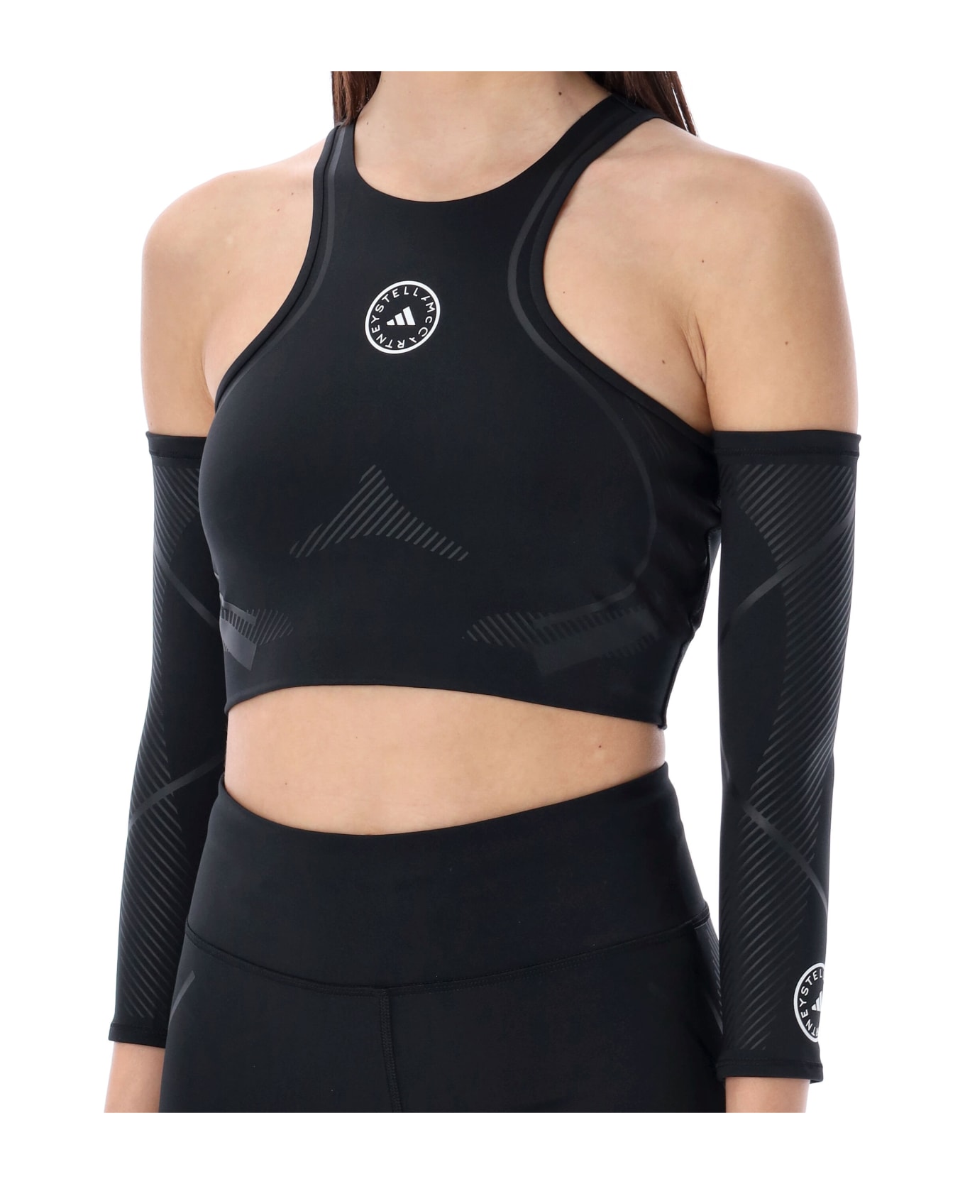 Adidas by Stella McCartney Truepace Running Crop Top With Arm Guards - Black トップス