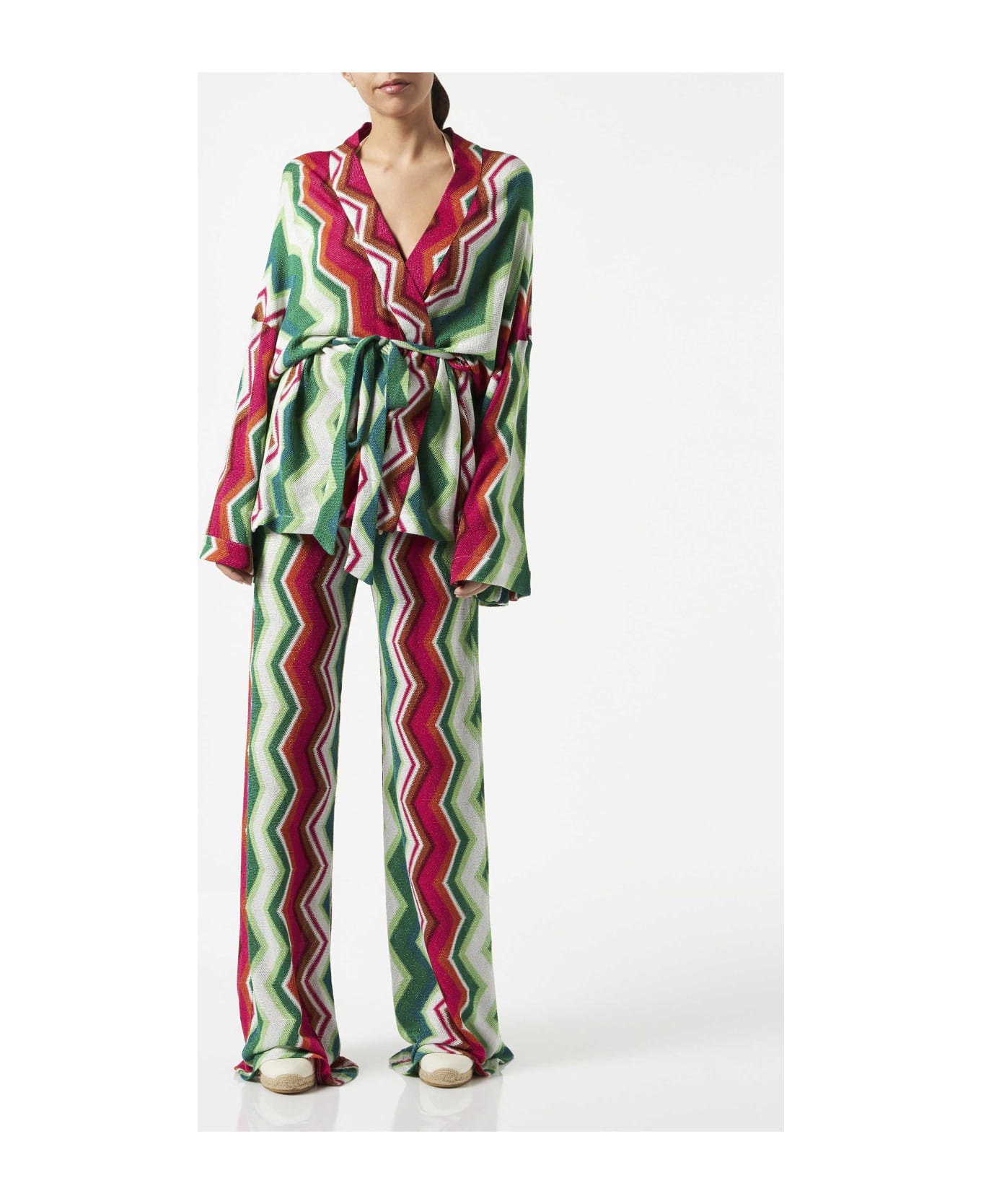 MC2 Saint Barth Chevron Knitted Kimono Cardigan - PINK