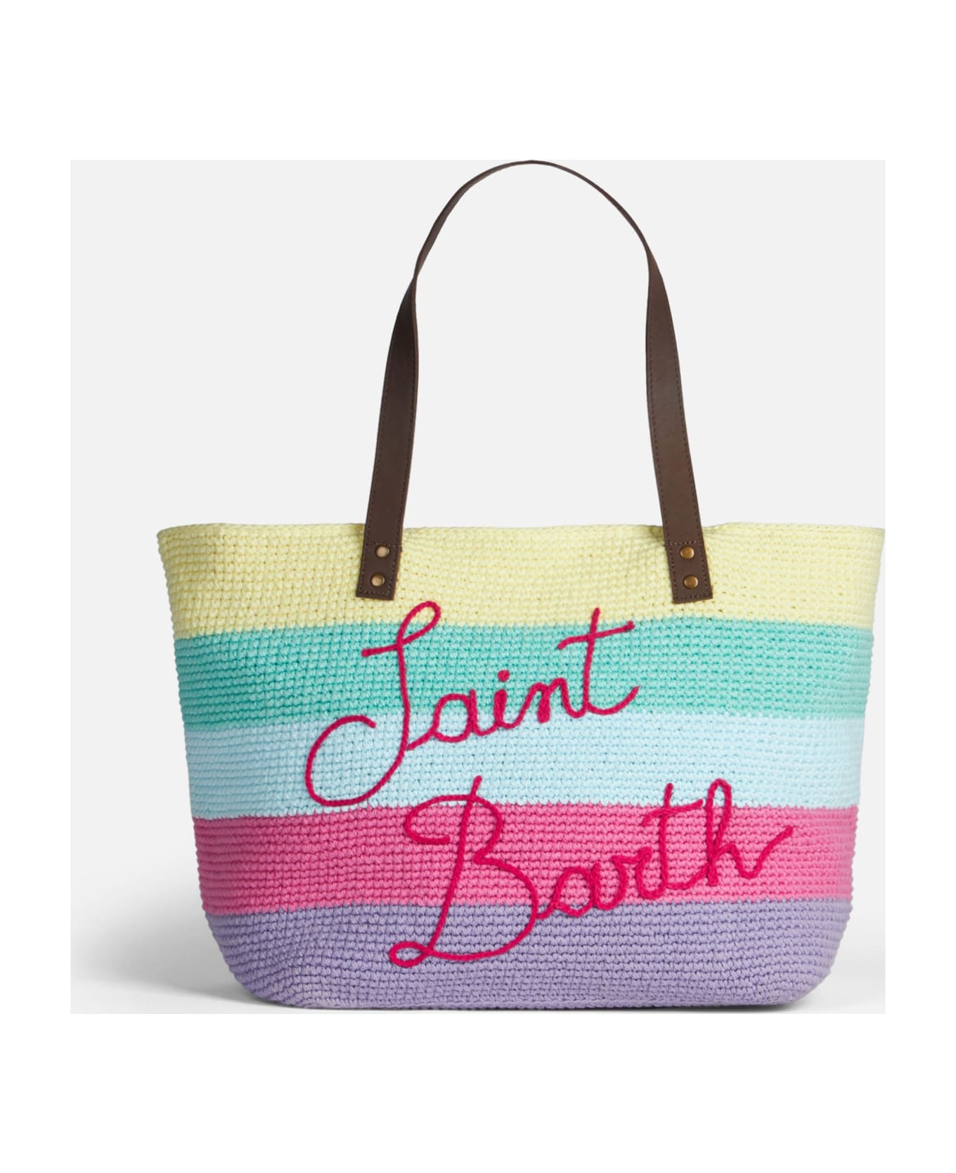 MC2 Saint Barth Crochet Bag With Leather Handle - PURPLE