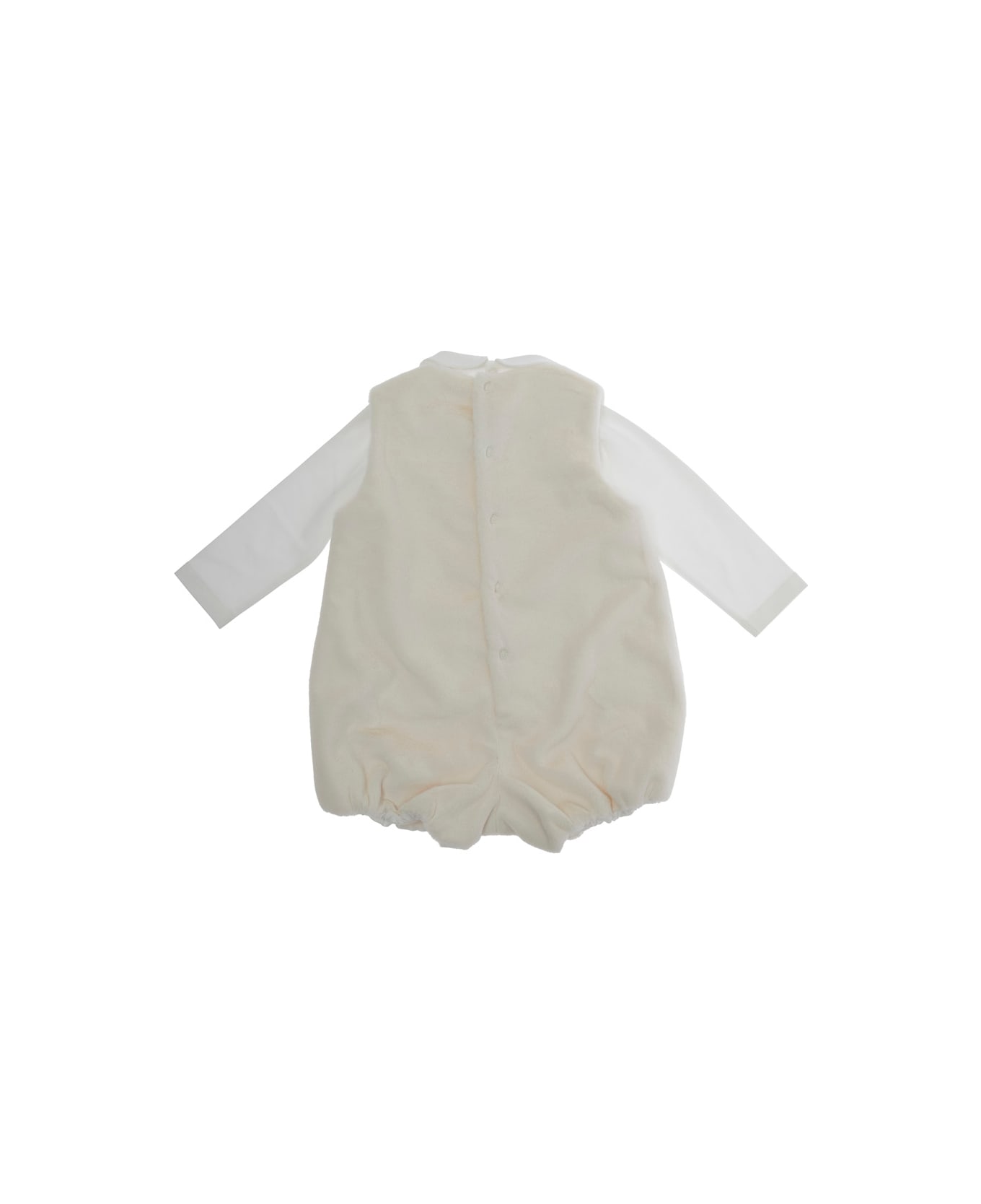 Il Gufo White Suit With Peter Pan Collar And Dungarees In Tech Fabric Baby - White