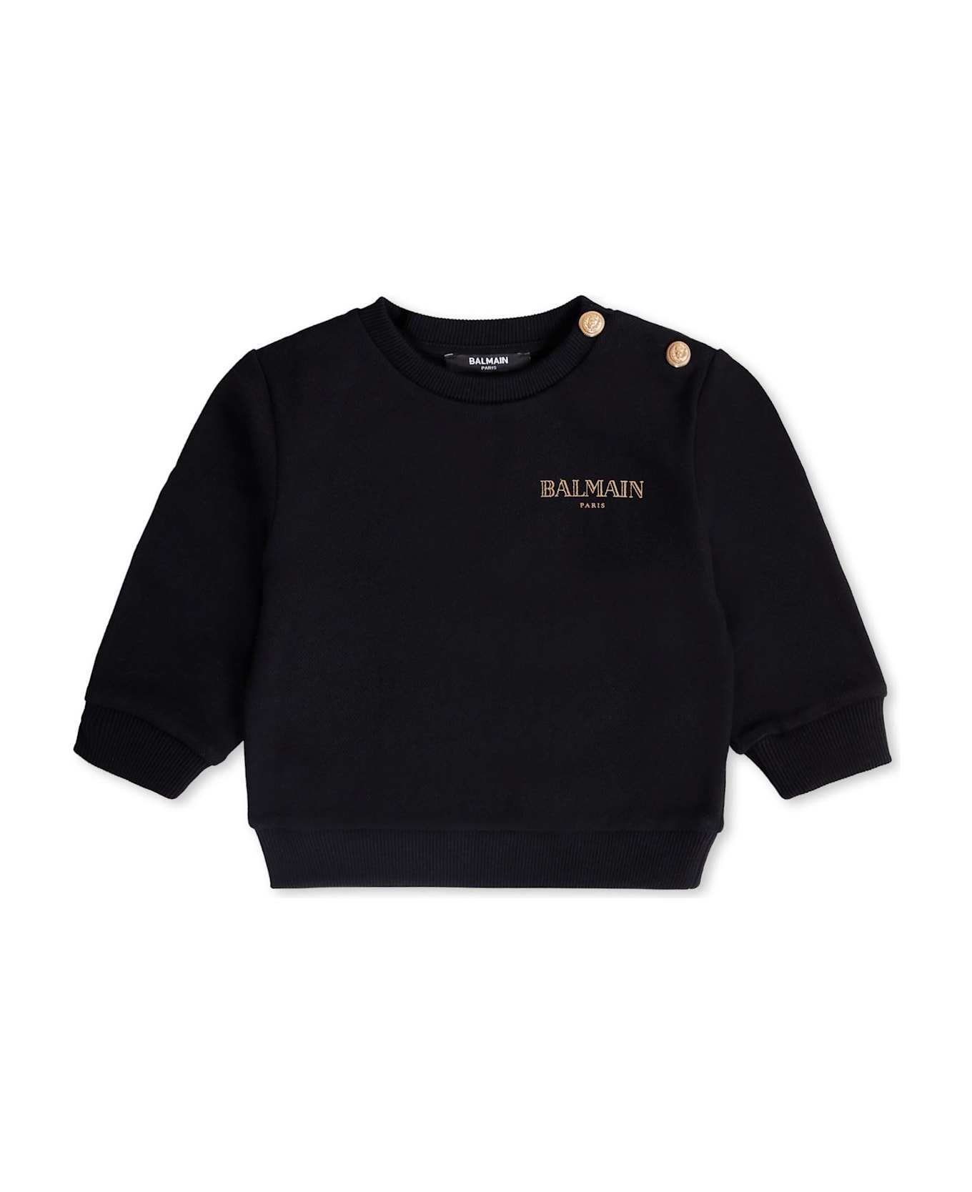Balmain Black Sweatshirt For Baby Girl With Logo - Black ニットウェア＆スウェットシャツ