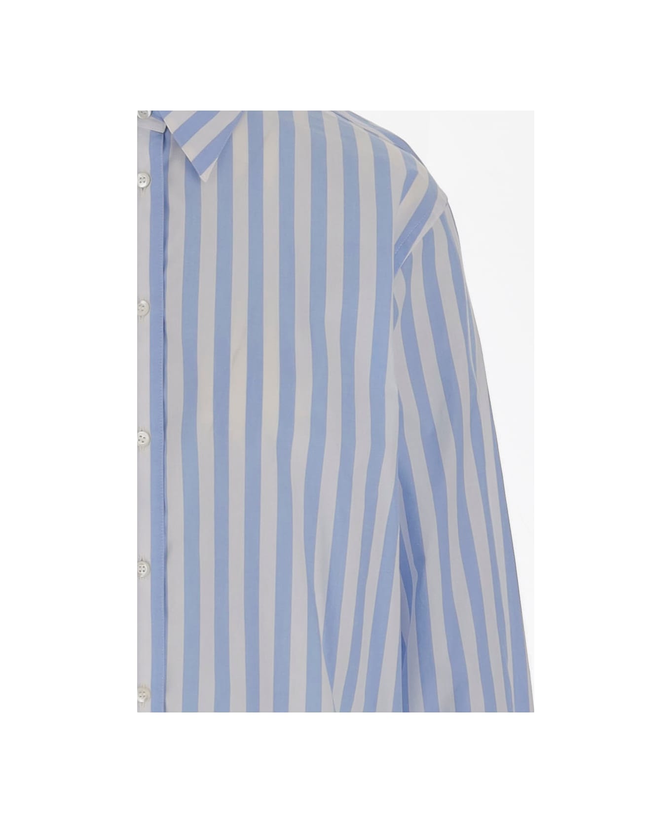 Aspesi Cotton Shirt With Striped Pattern - Clear Blue