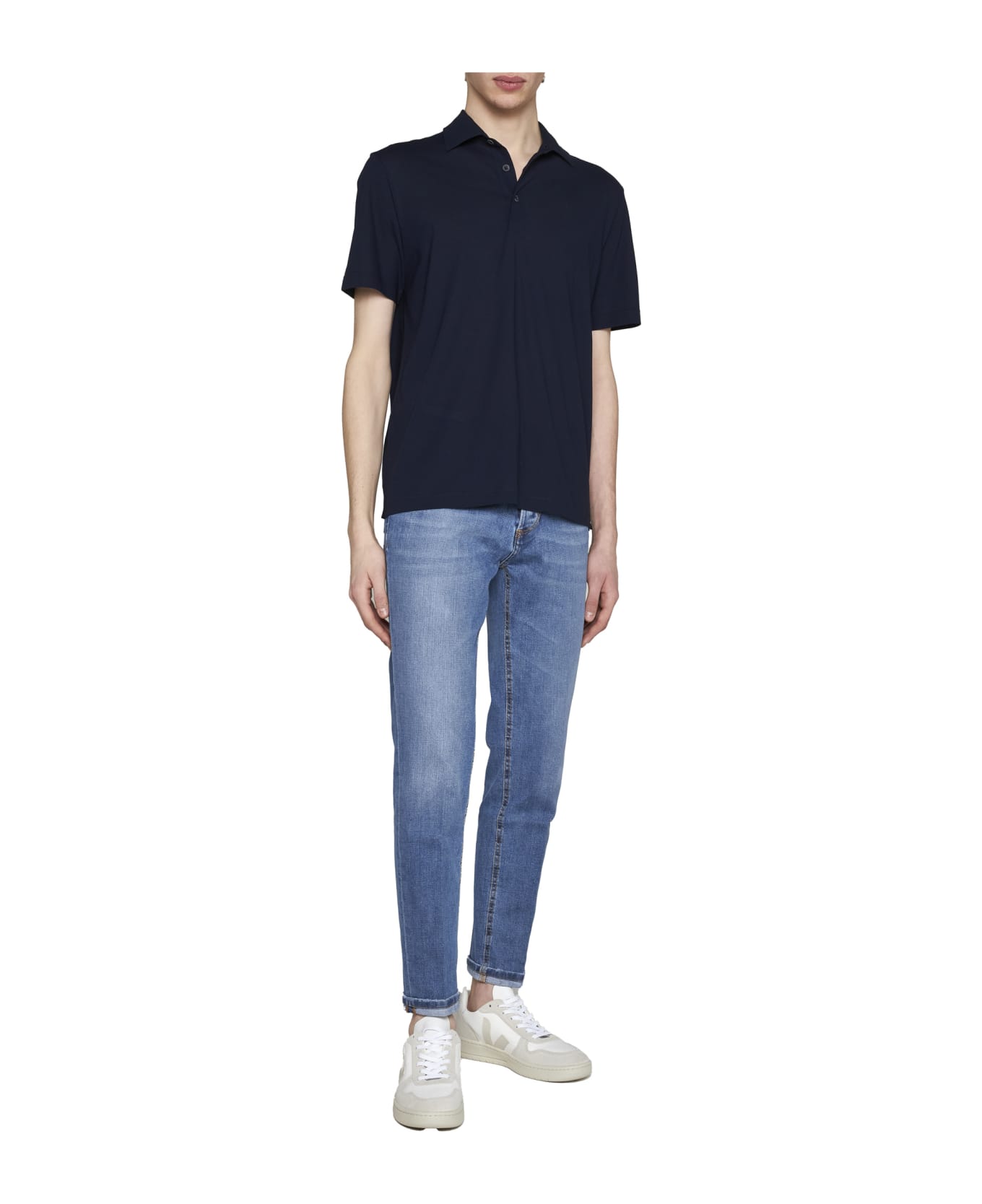 Herno Cotton Jersey Polo Shirt - blue ポロシャツ