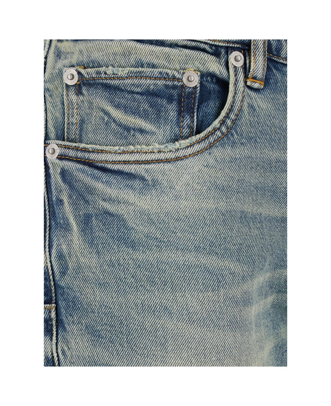 Purple Brand Light Blue Jeans With Belt Loops And Logo Patch On The Rear In Denim Mam - Light blue