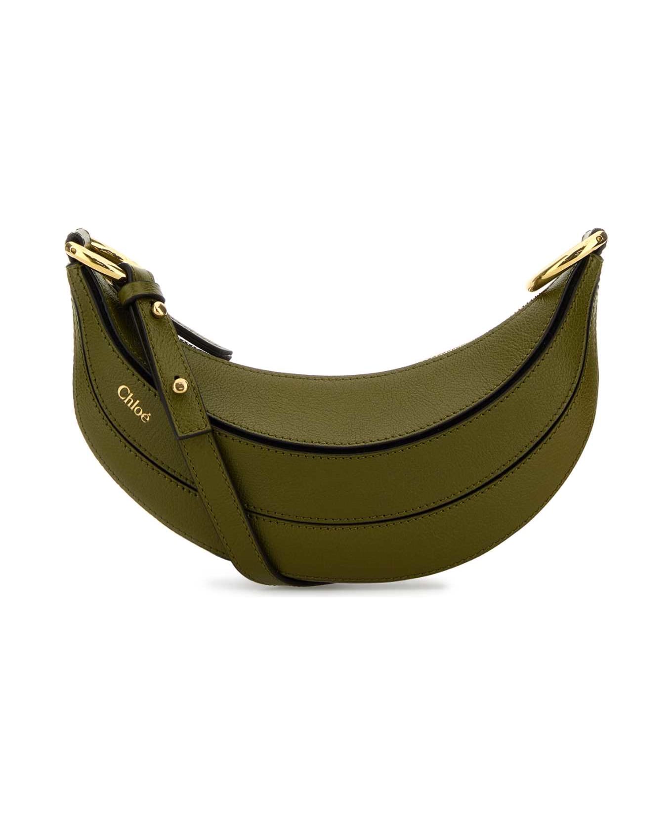 Chloé Khaki Leather Banana Crossbody Bag - SWEETKHAKI