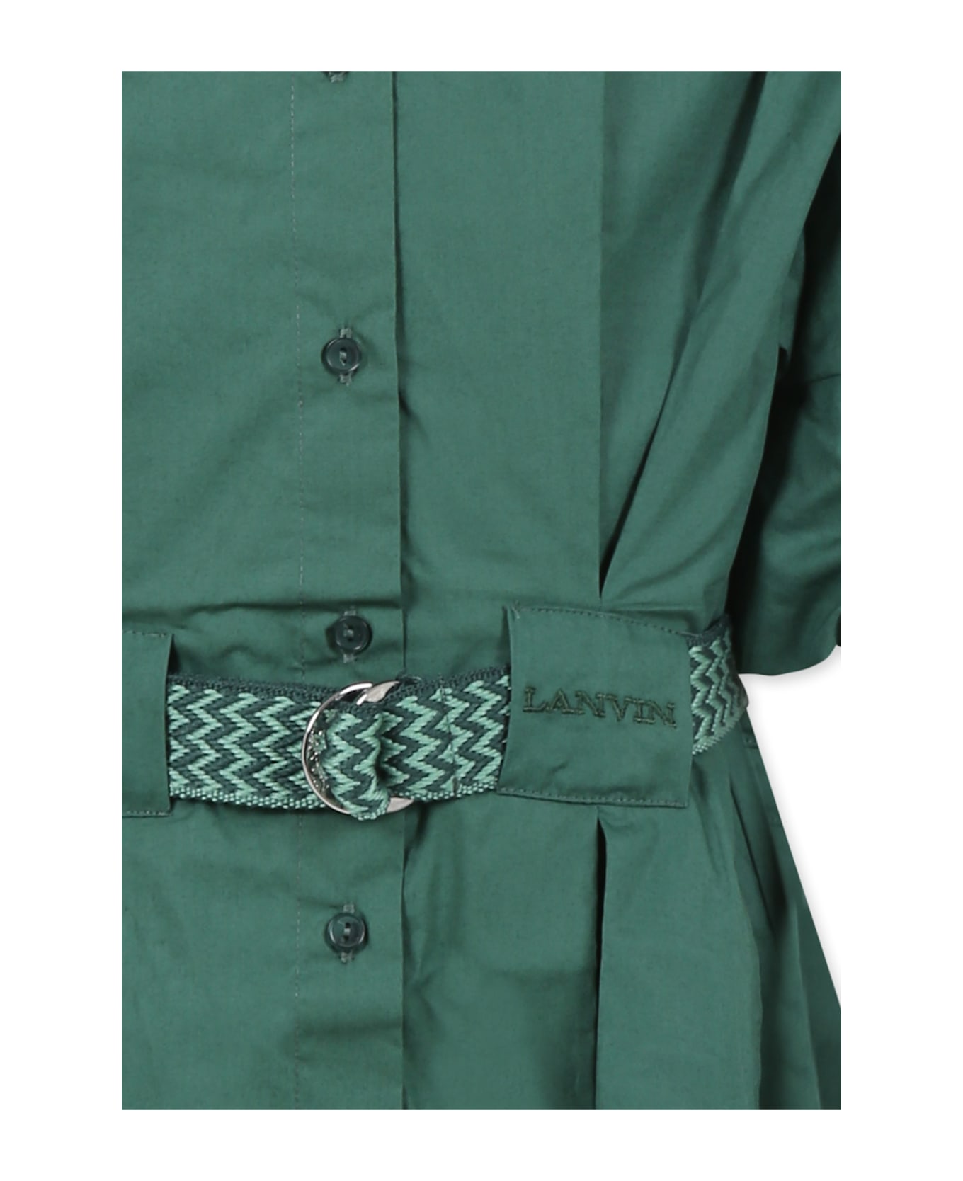 Lanvin Green Dress For Girl With Logo - Green