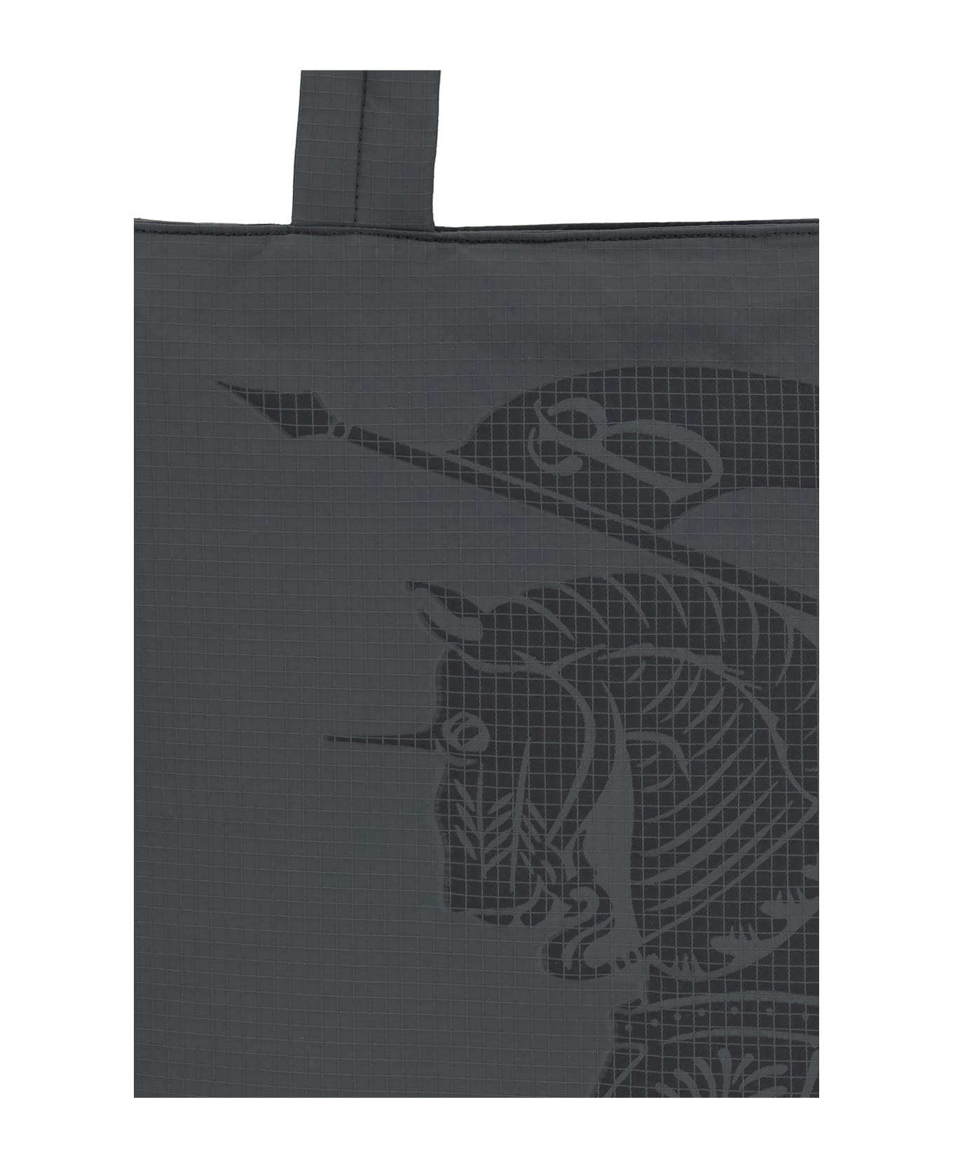 Burberry Charcoal Fabric Shopping Bag