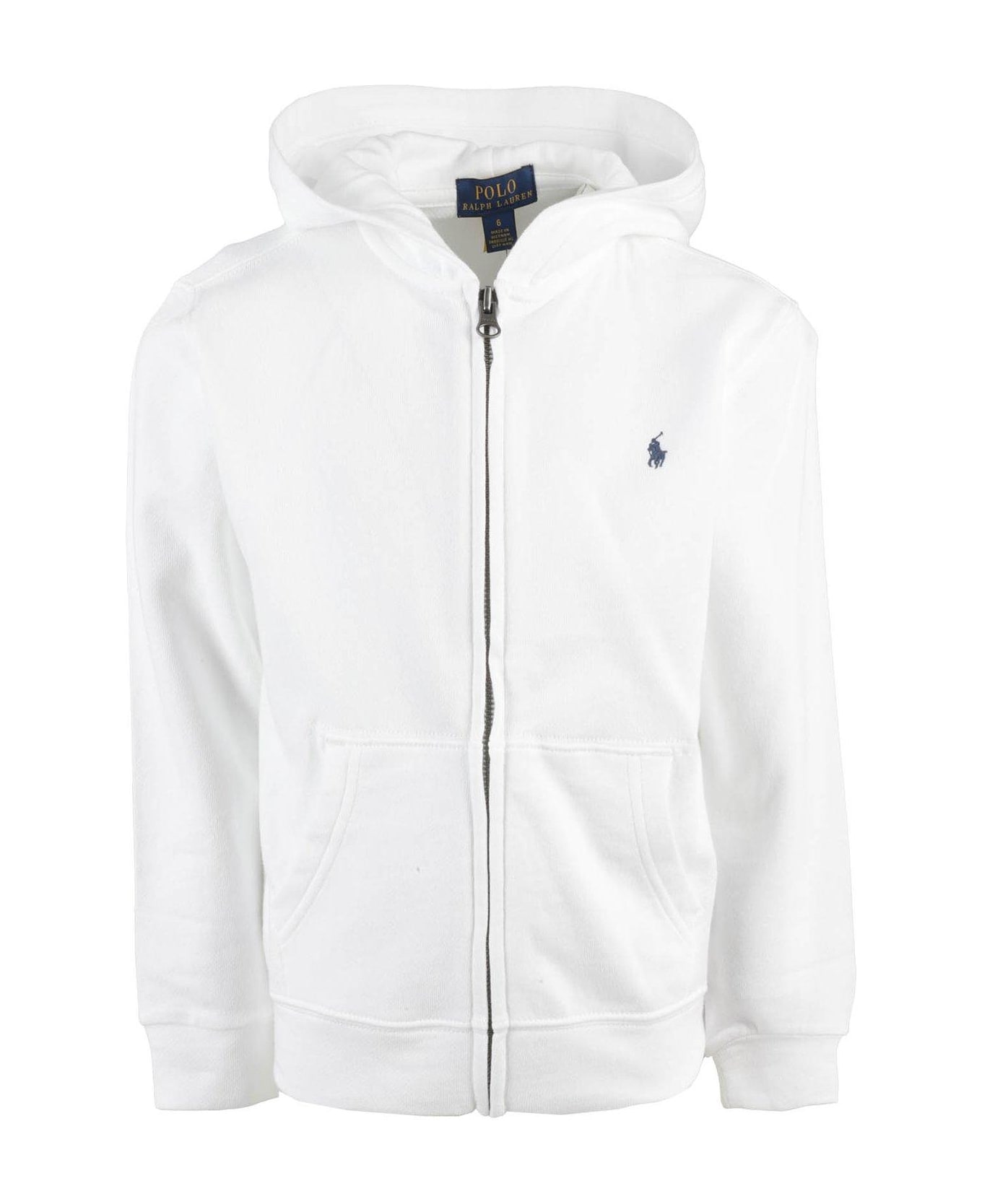 Ralph Lauren Logo Embroidered Zipped Hoodie - White