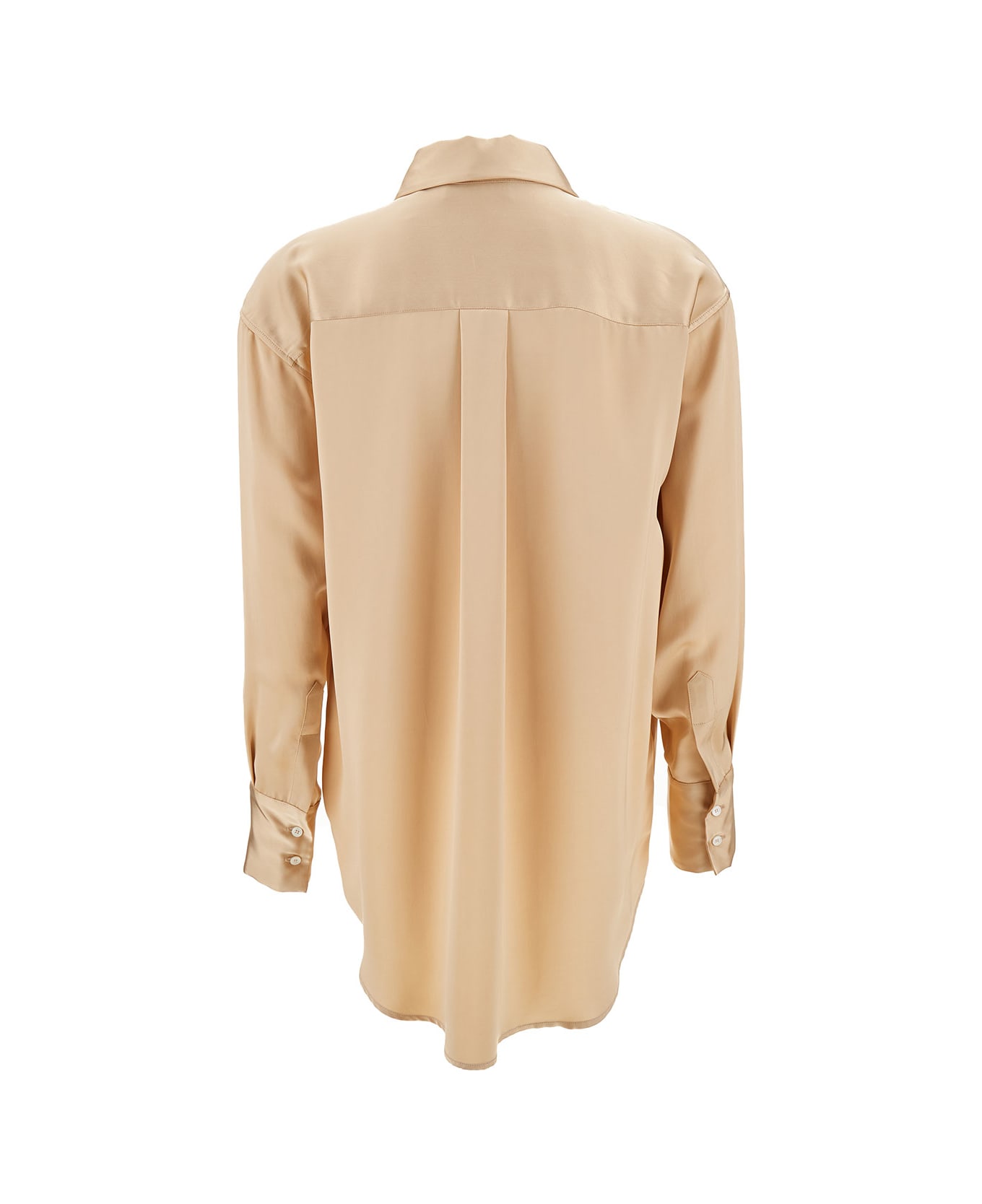 Fabiana Filippi Champagne Loose Shirt With Long Sleeve In Satin Fabric Woman - Beige