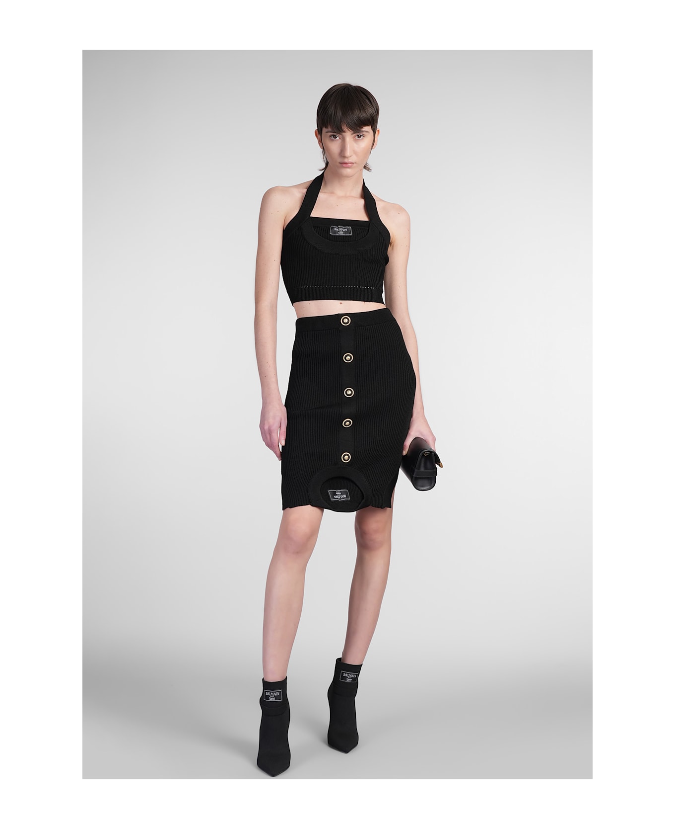 Balmain Skirt In Black Viscose - black