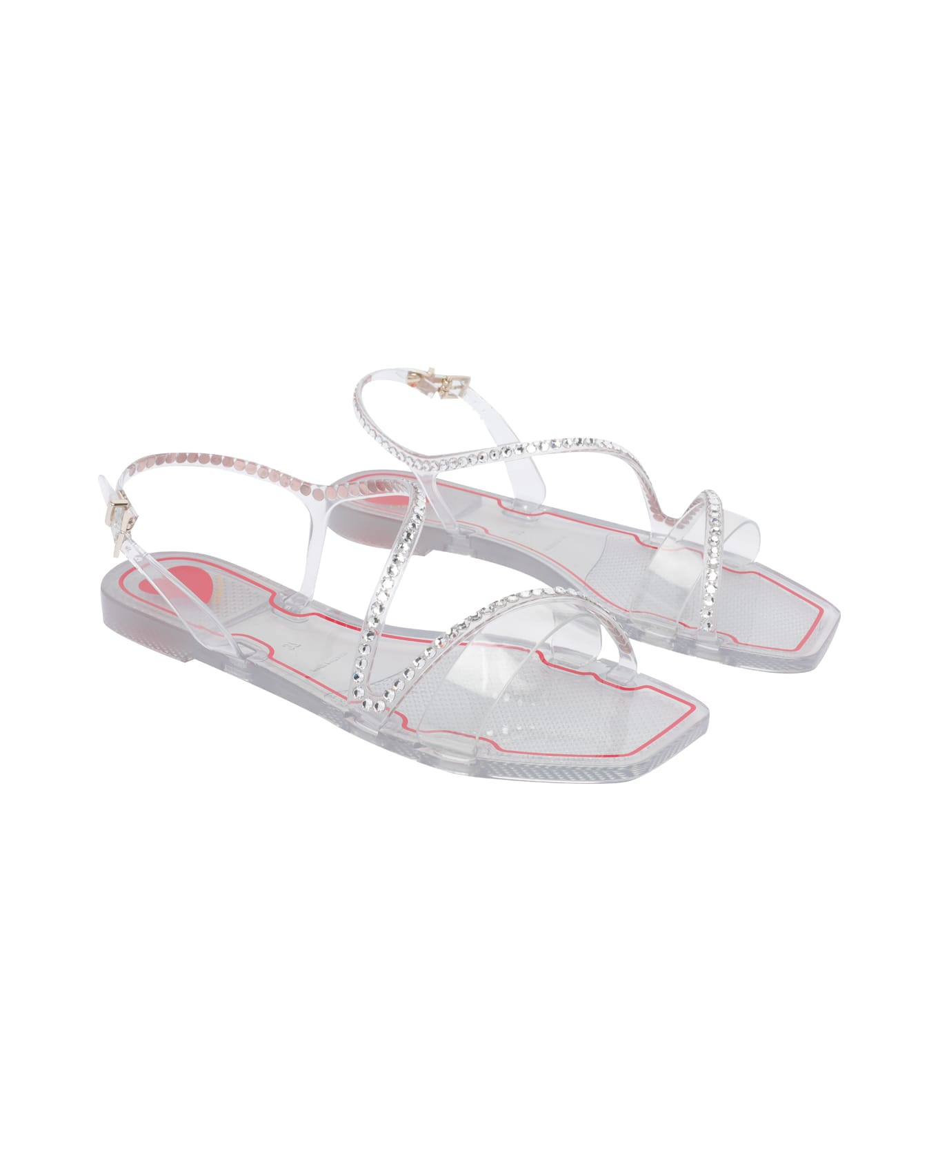 Menghi Rubber Flat Sandals - Silver