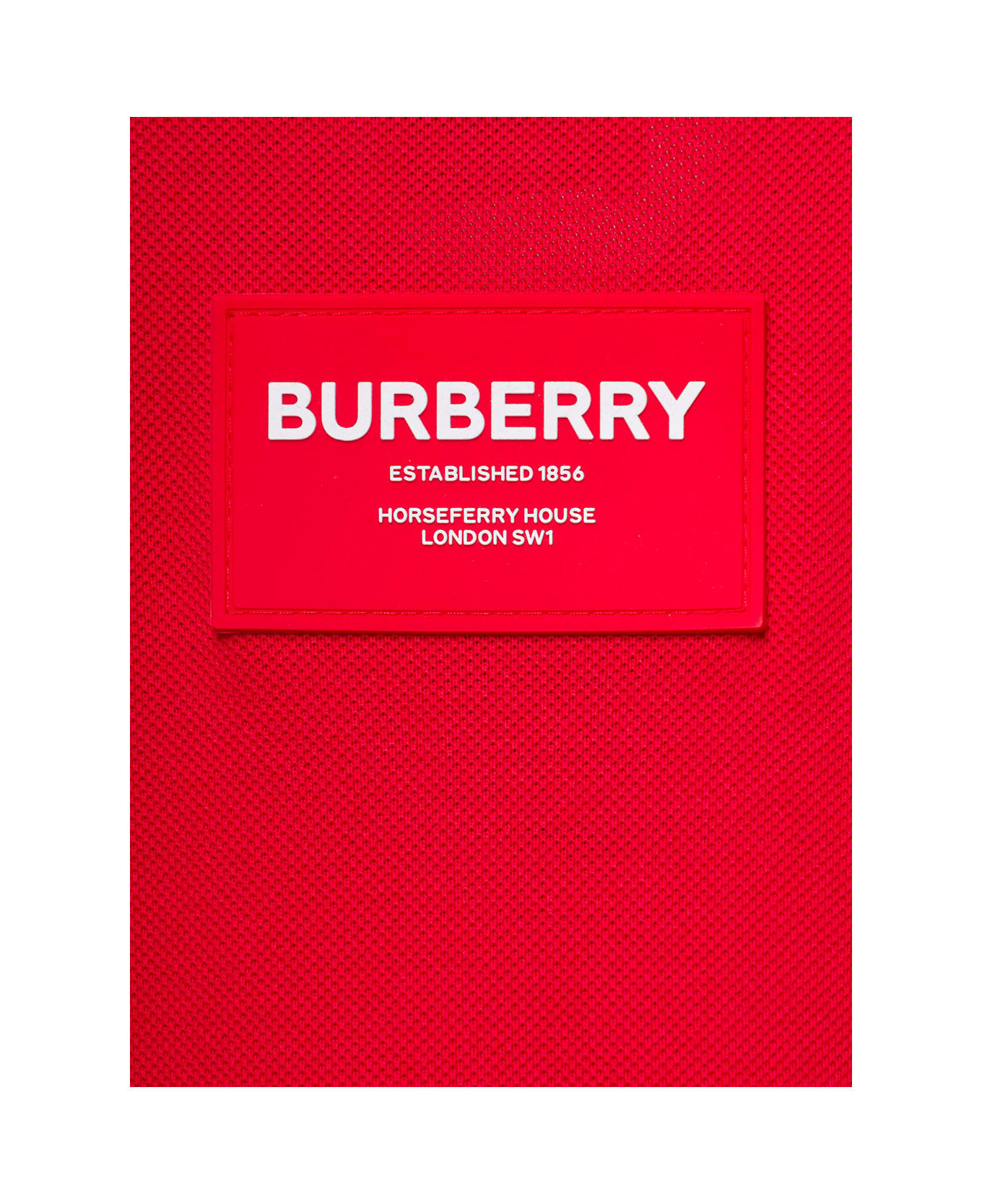 Burberry Red Polo With Vintage Check Print On Collar And Flap In Cotton Boy Burberry Kids - Red