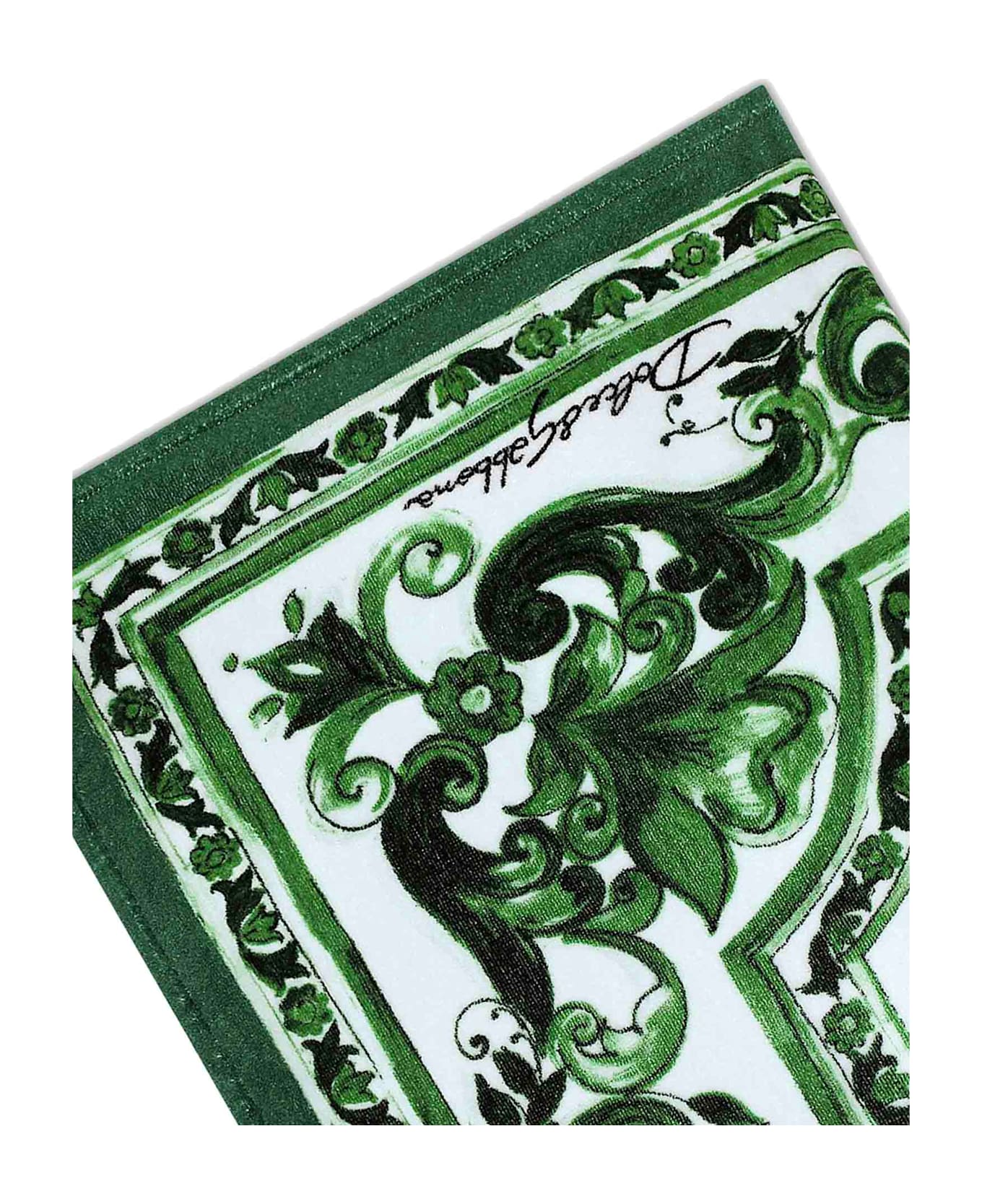Dolce 
Gabbana Majolica Print Beach Towel - GREEN/WHITE