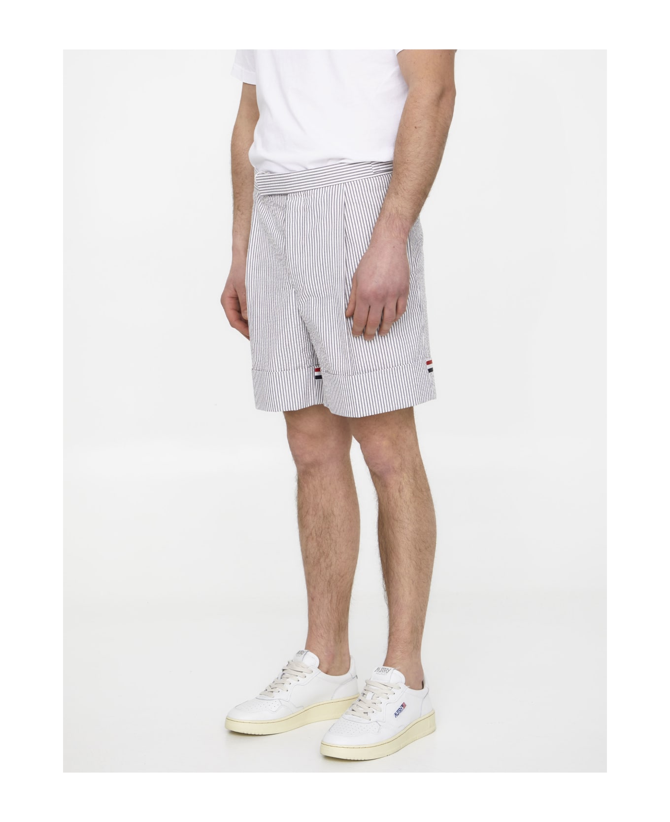 Thom Browne Cotton Seersucker Shorts - GREY