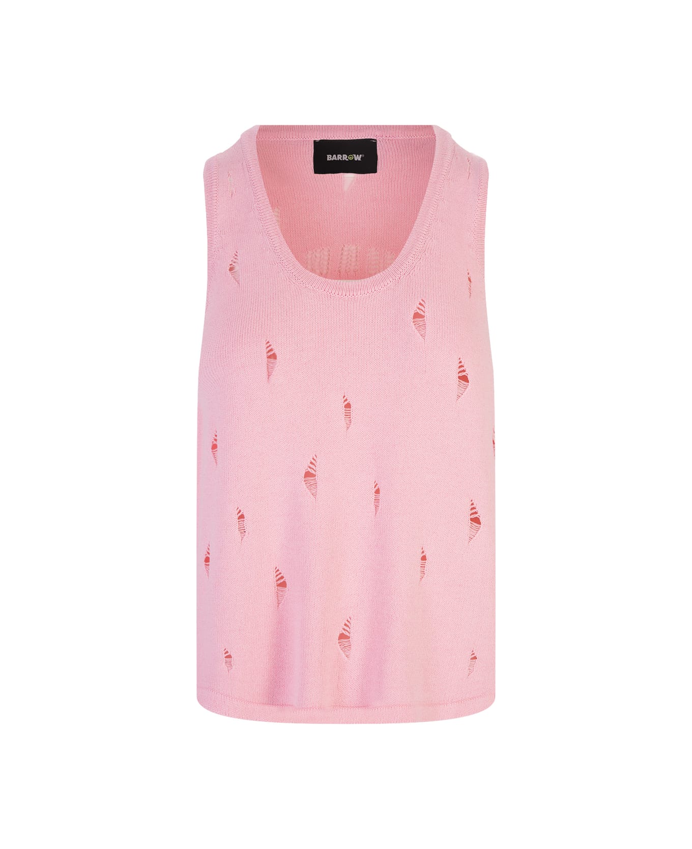 Barrow Pink Tank Top With All-over Breaks - Light Pink タンクトップ