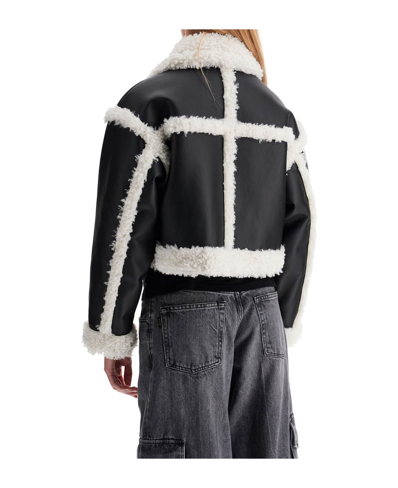 STAND STUDIO 'cropped Faux Leather Jacket Kristy - BLACK/OFF WHITE (Black)