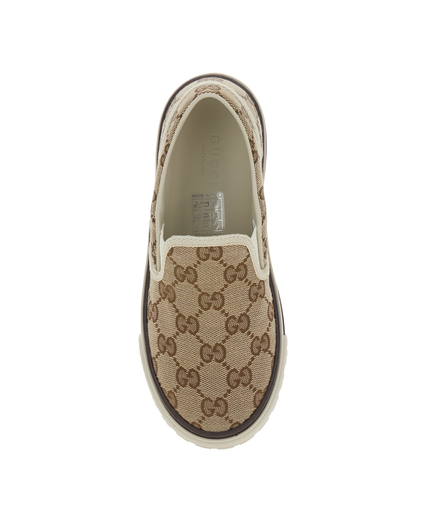 Gucci Beige Loafers With All-over Gg Motif In Fabric Boy - Beige