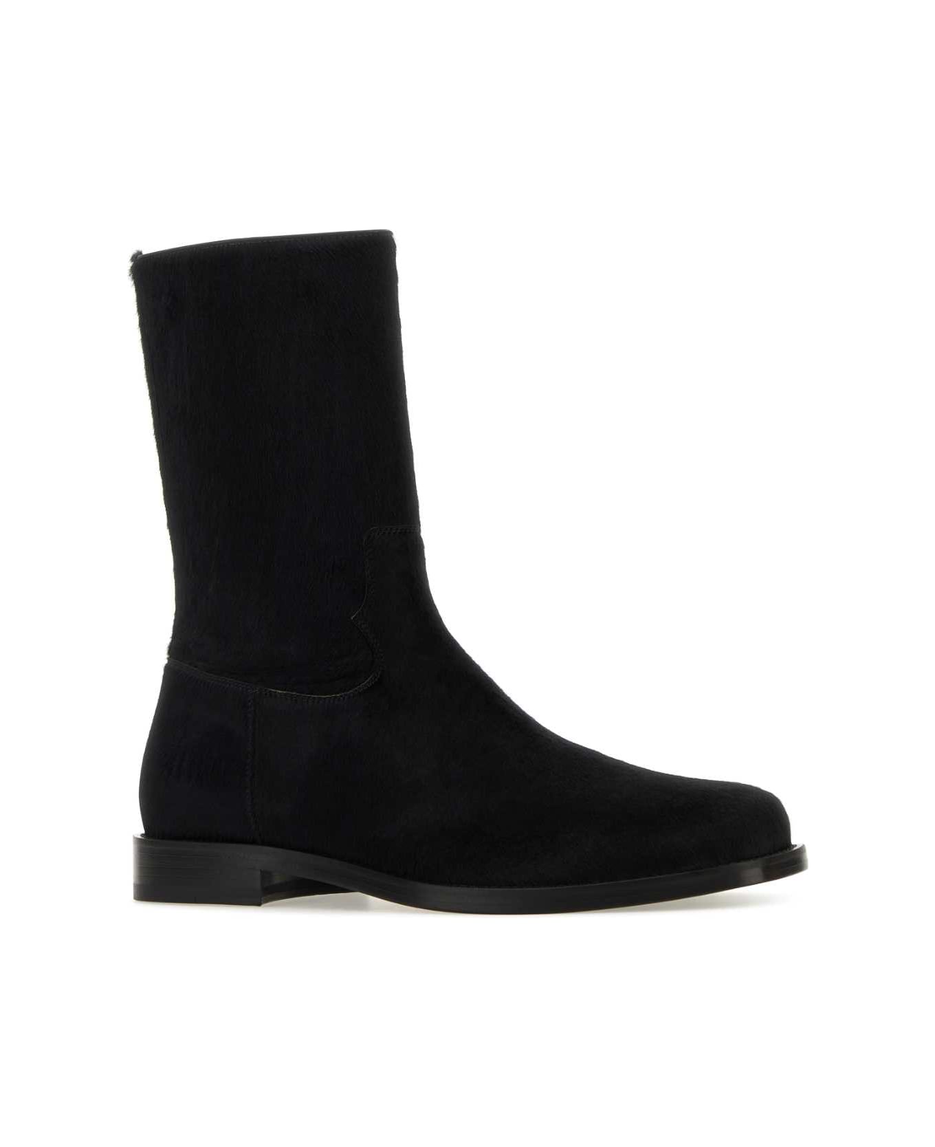 Dries Van Noten Black Calfhair Ankle Boots - BLACK ブーツ