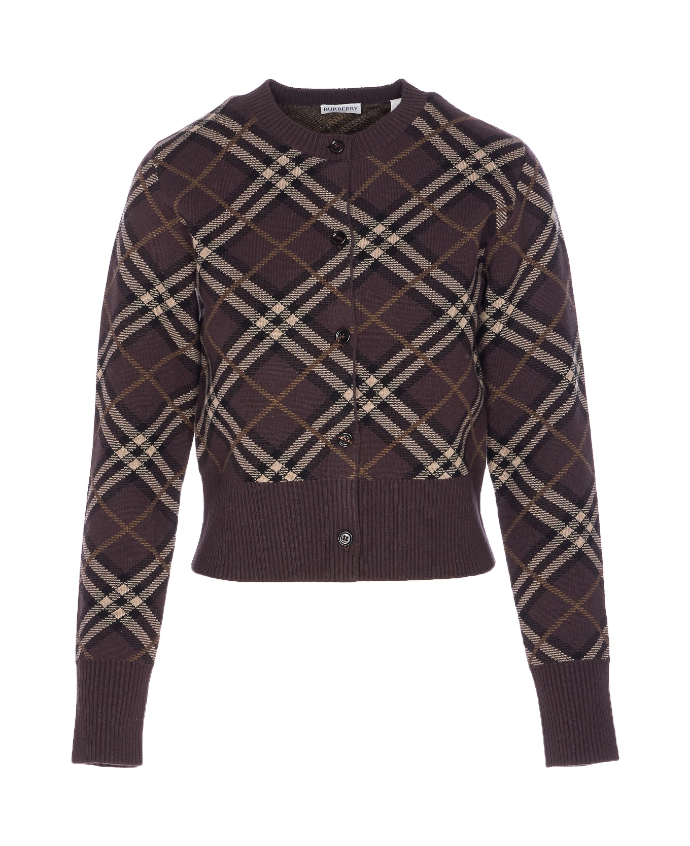 Burberry Check Cardigan - Brown