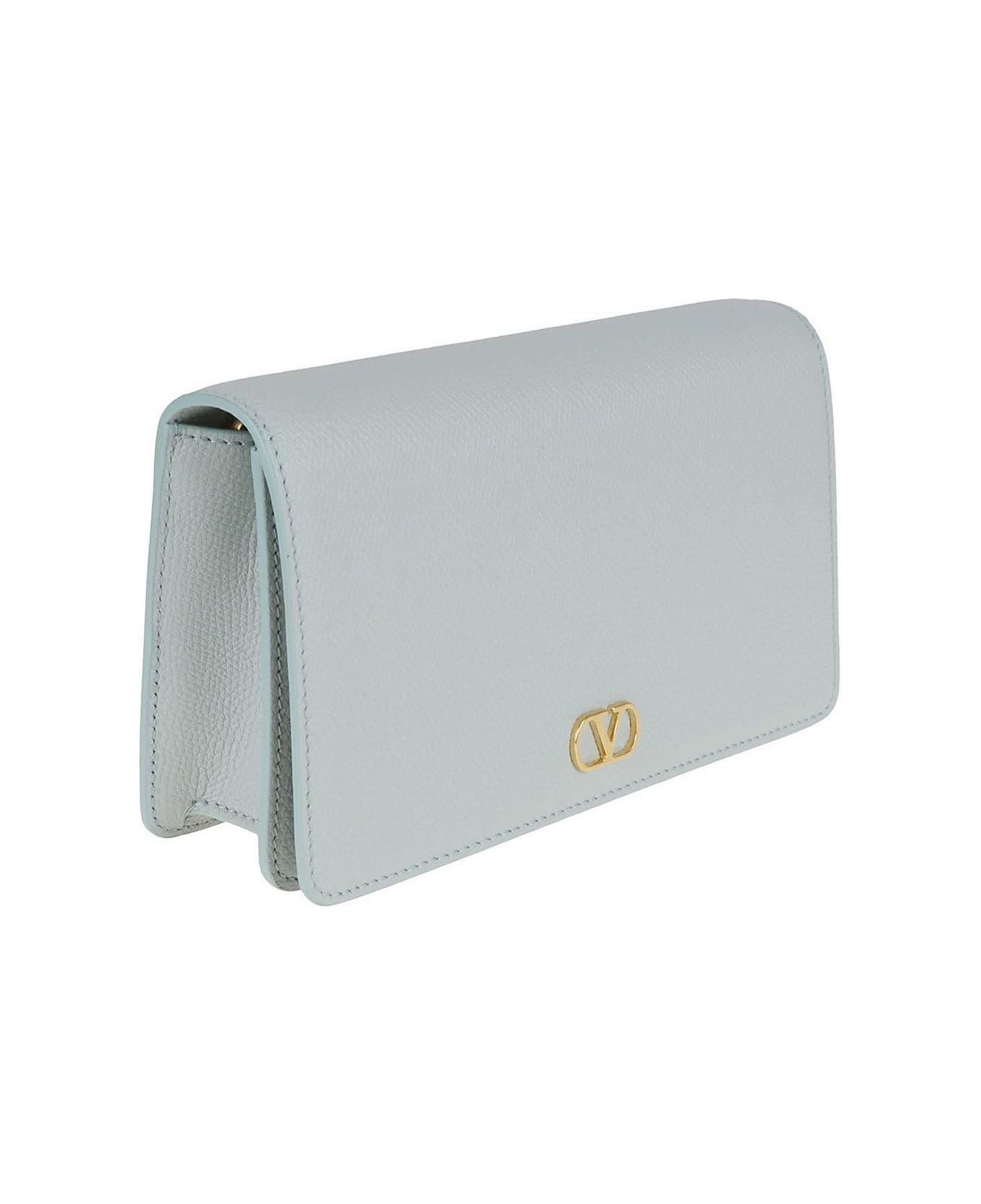 Valentino Garavani Vlogo Plaque Foldover Top Mini Shoulder Bag - Sky GREY