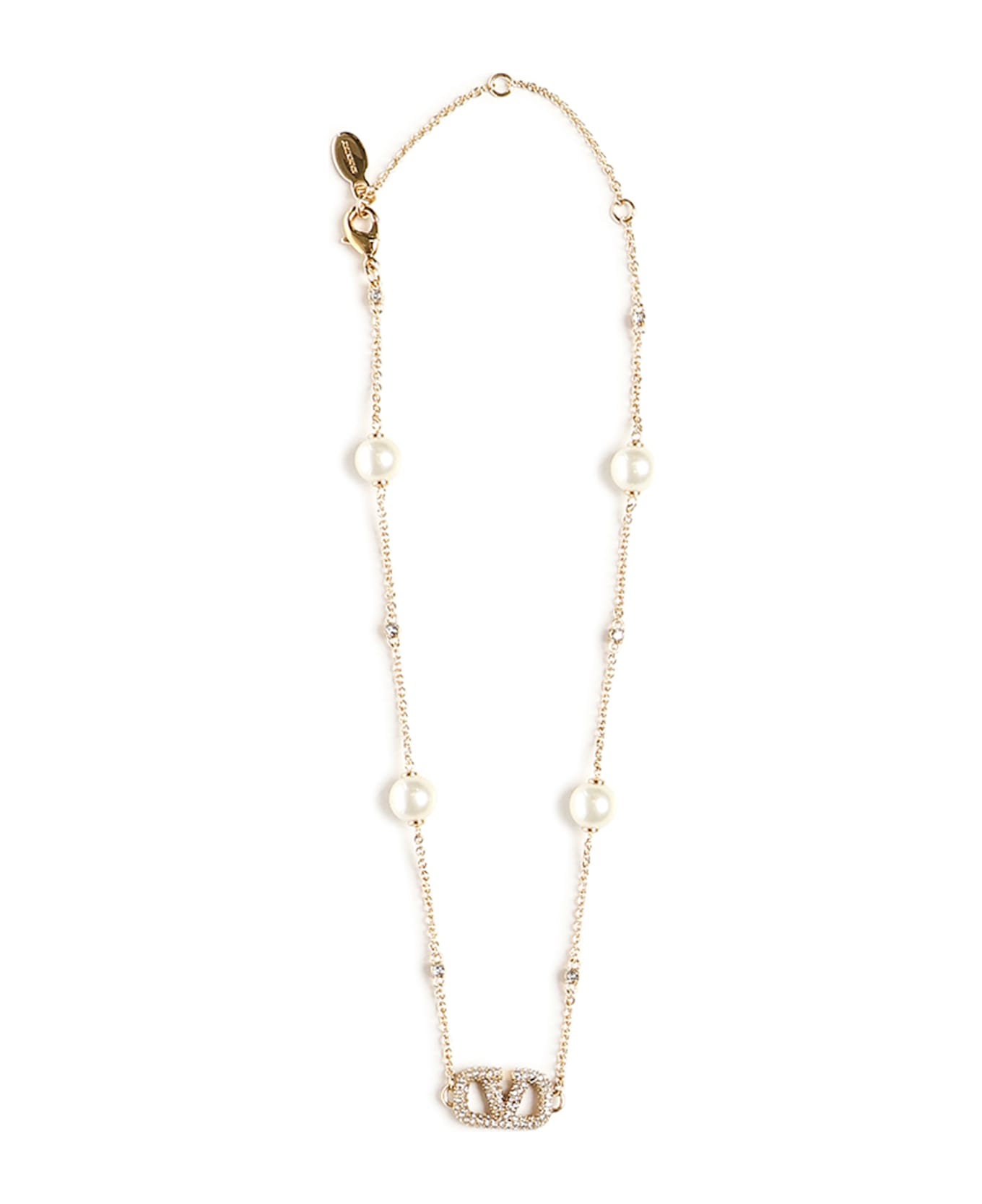 Valentino Garavani Vlogo Signature Pearl Necklace - Golden