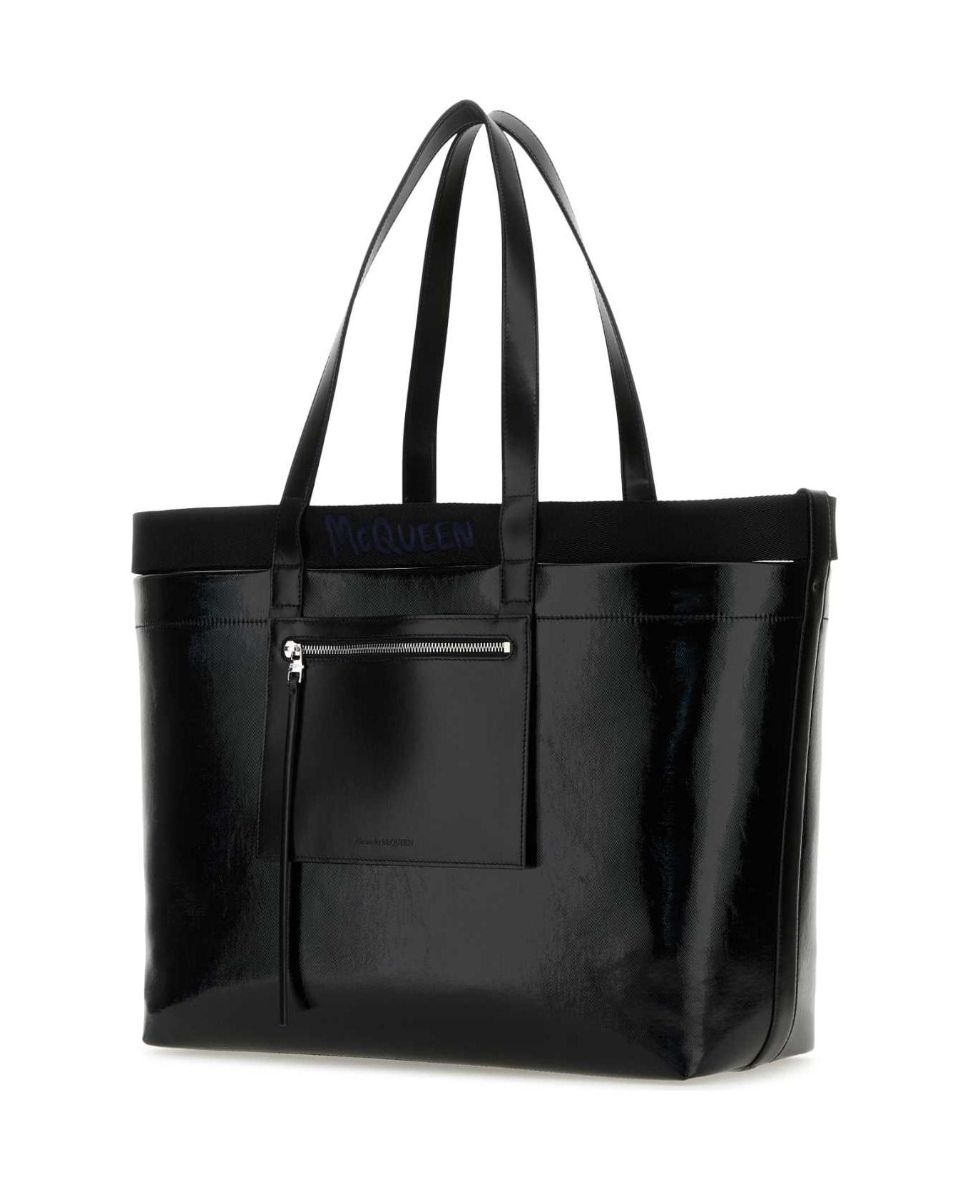 Alexander McQueen Black Canvas Shopping Bag - BLACKBLUE