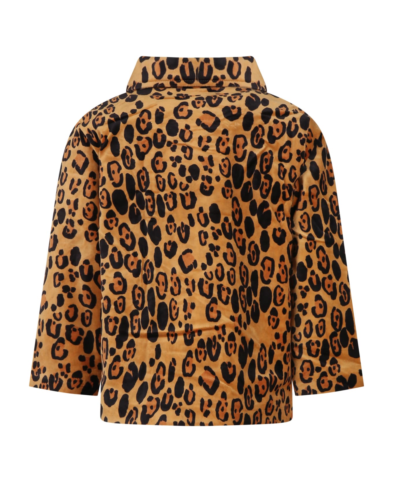 Mini Rodini Brown Jacket For Girl With Leopard Print - Yellow