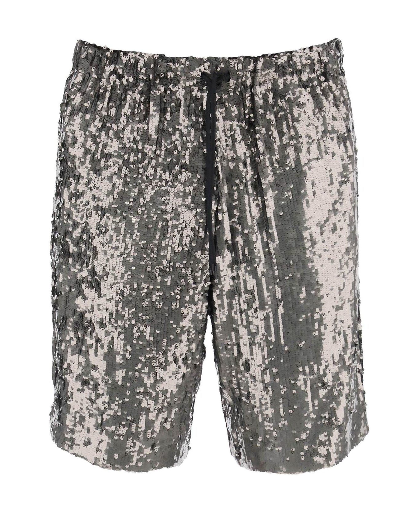 Dries Van Noten Sequined Drawstring Shorts - Silver