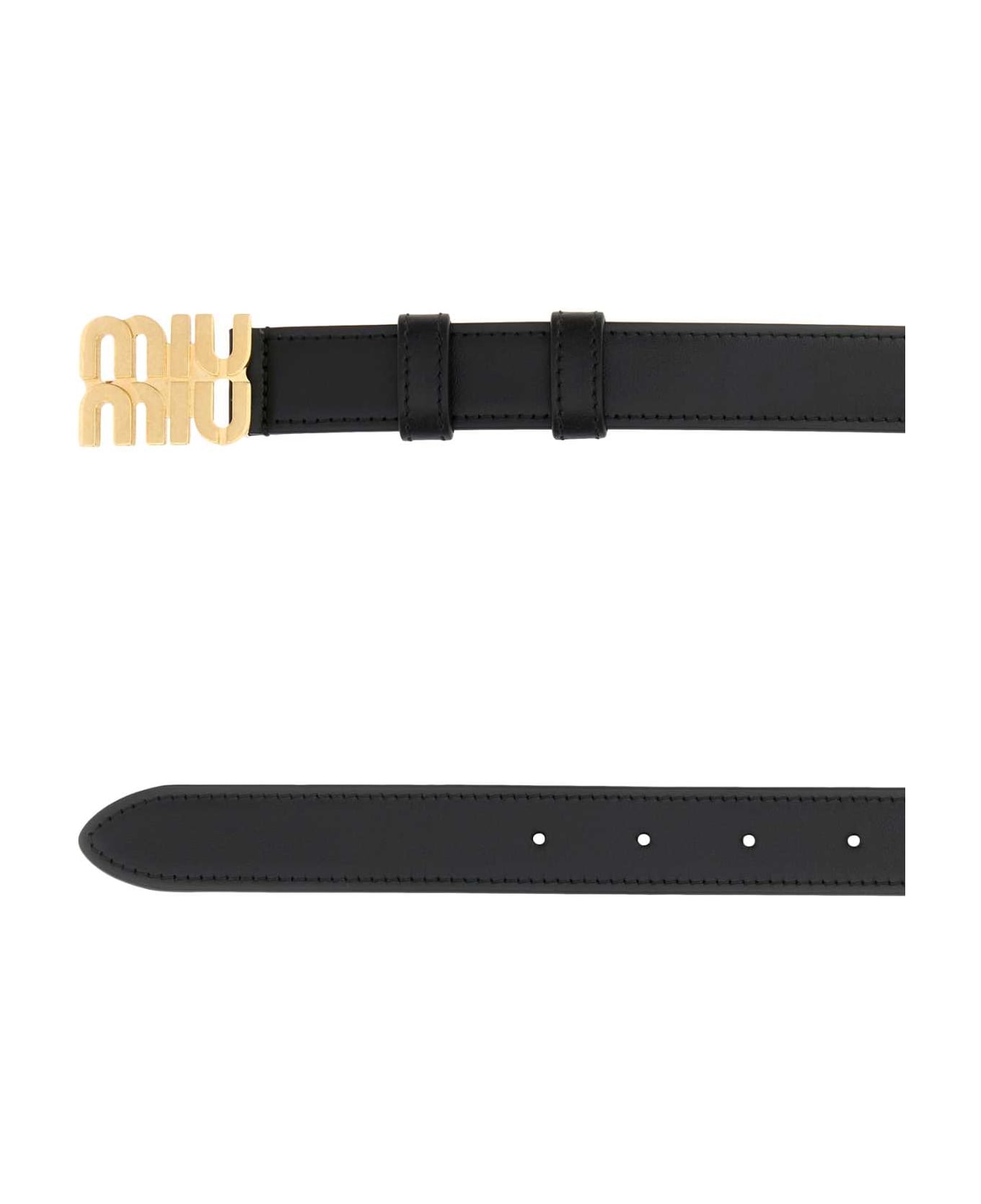 【MIU MIU】BLACK AND WHITE BELT 2314P ベルト Miu Miu Black Leather Belt | italist