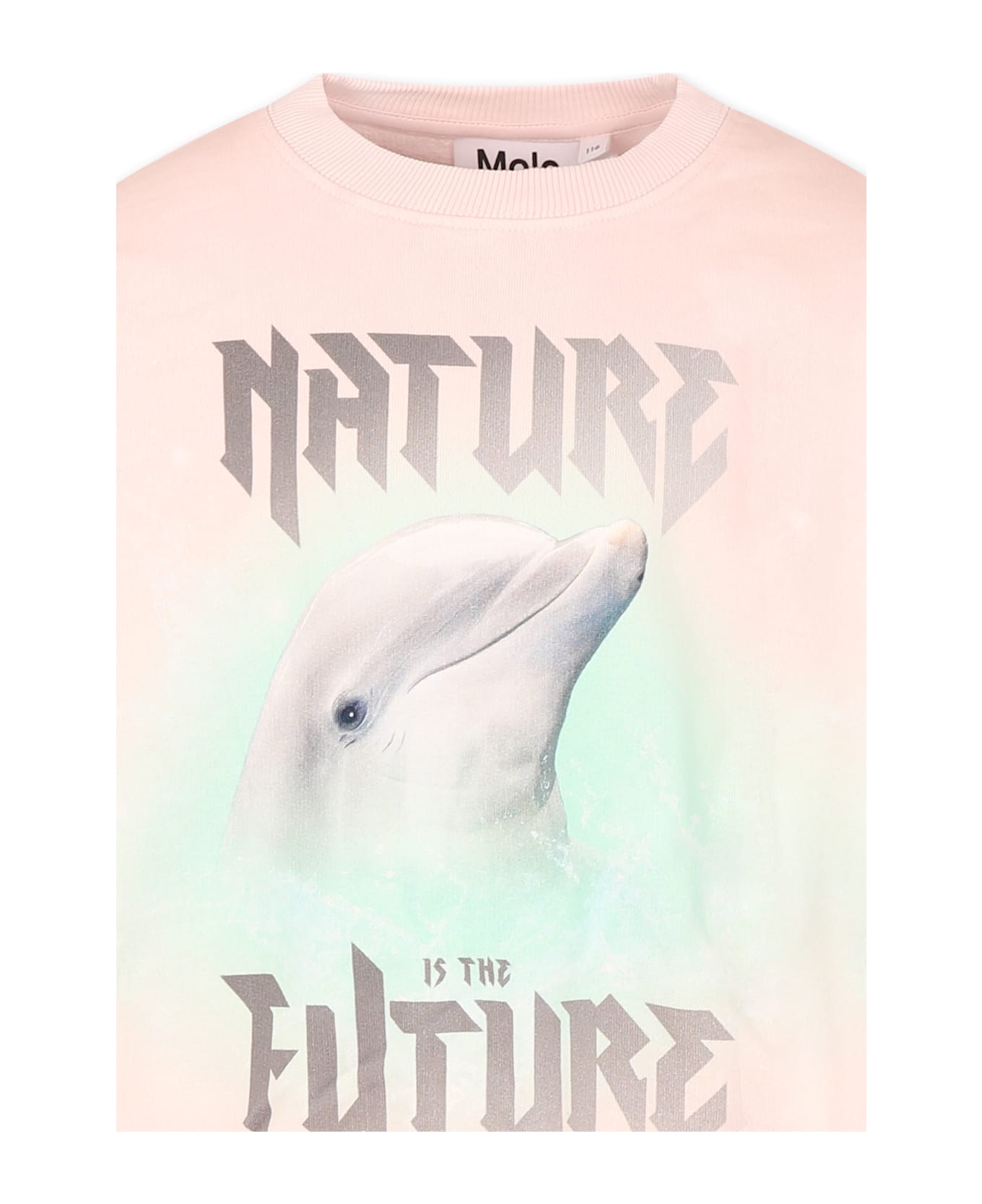 Molo Pink Sweatshirt For Girl With Dolphin - Pink