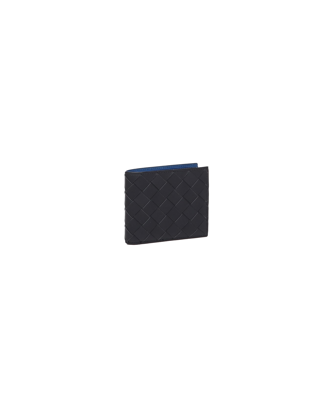 Bottega Veneta Bi-fold Wallet In Intreccio Calfskin - Black