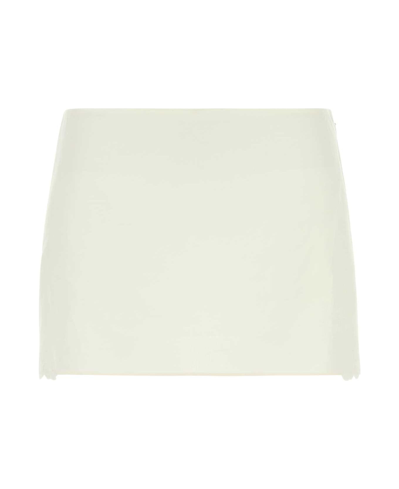 Miu Miu Ivory Linen Blend Mini Skirt - AVORIO