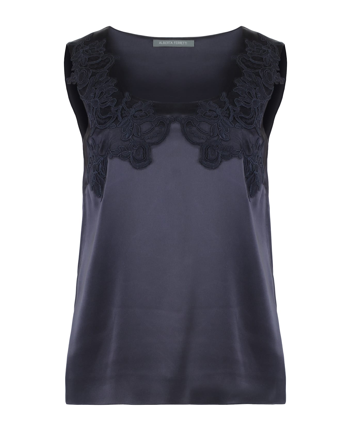 Alberta Ferretti Satin Tank Top - blue