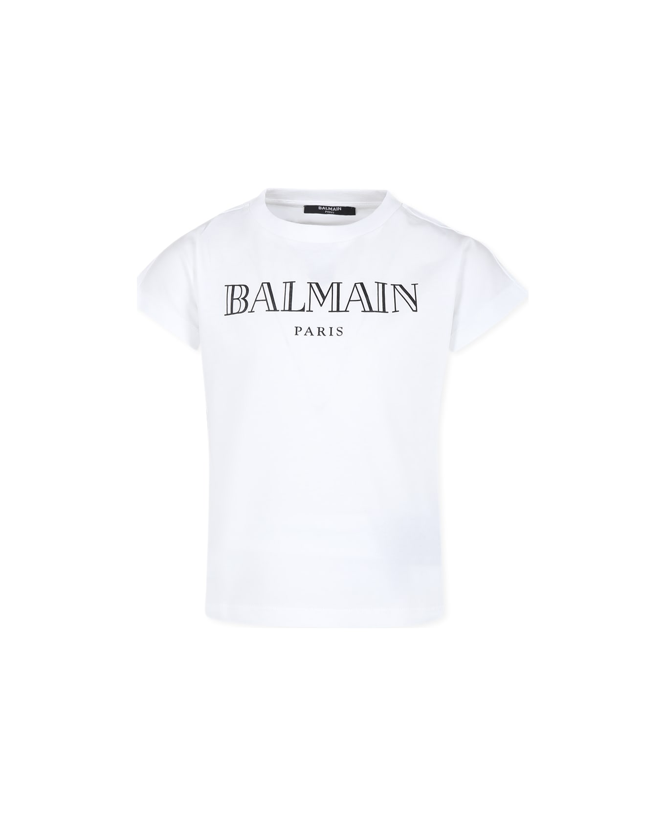 Balmain White T-shirt For Girl With Logo - White