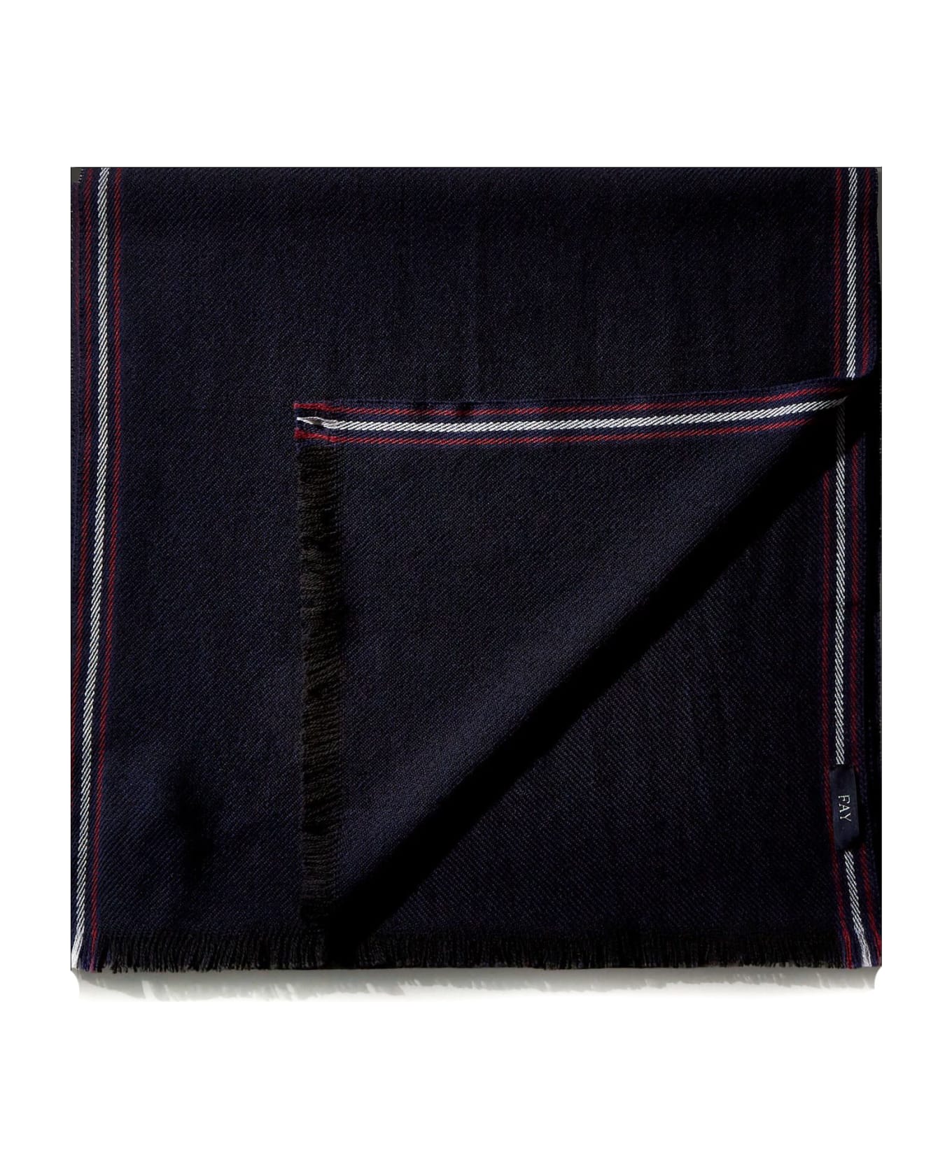 Fay Two-tone Diagonal Weave Wool Scarf - Blue