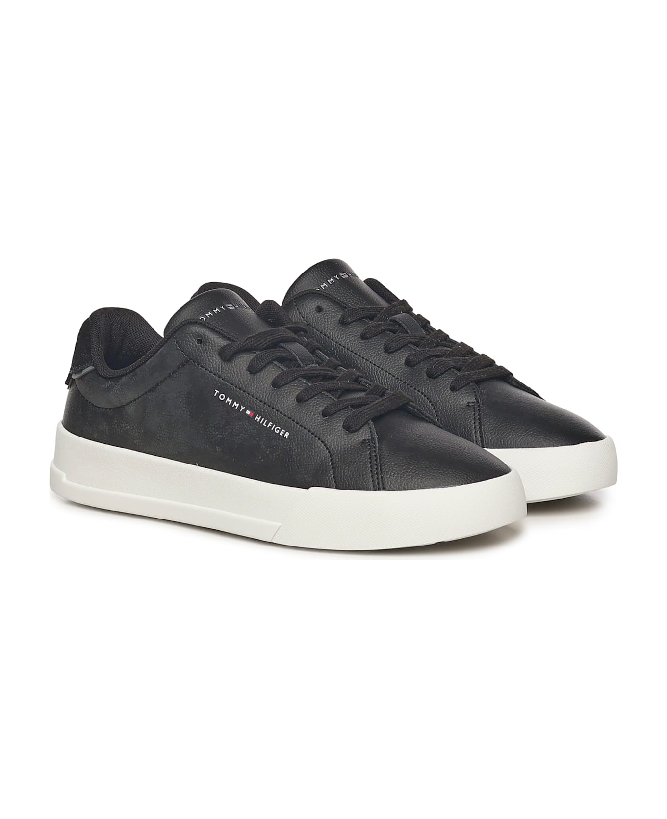 Tommy Hilfiger Leather Sneakers - Black